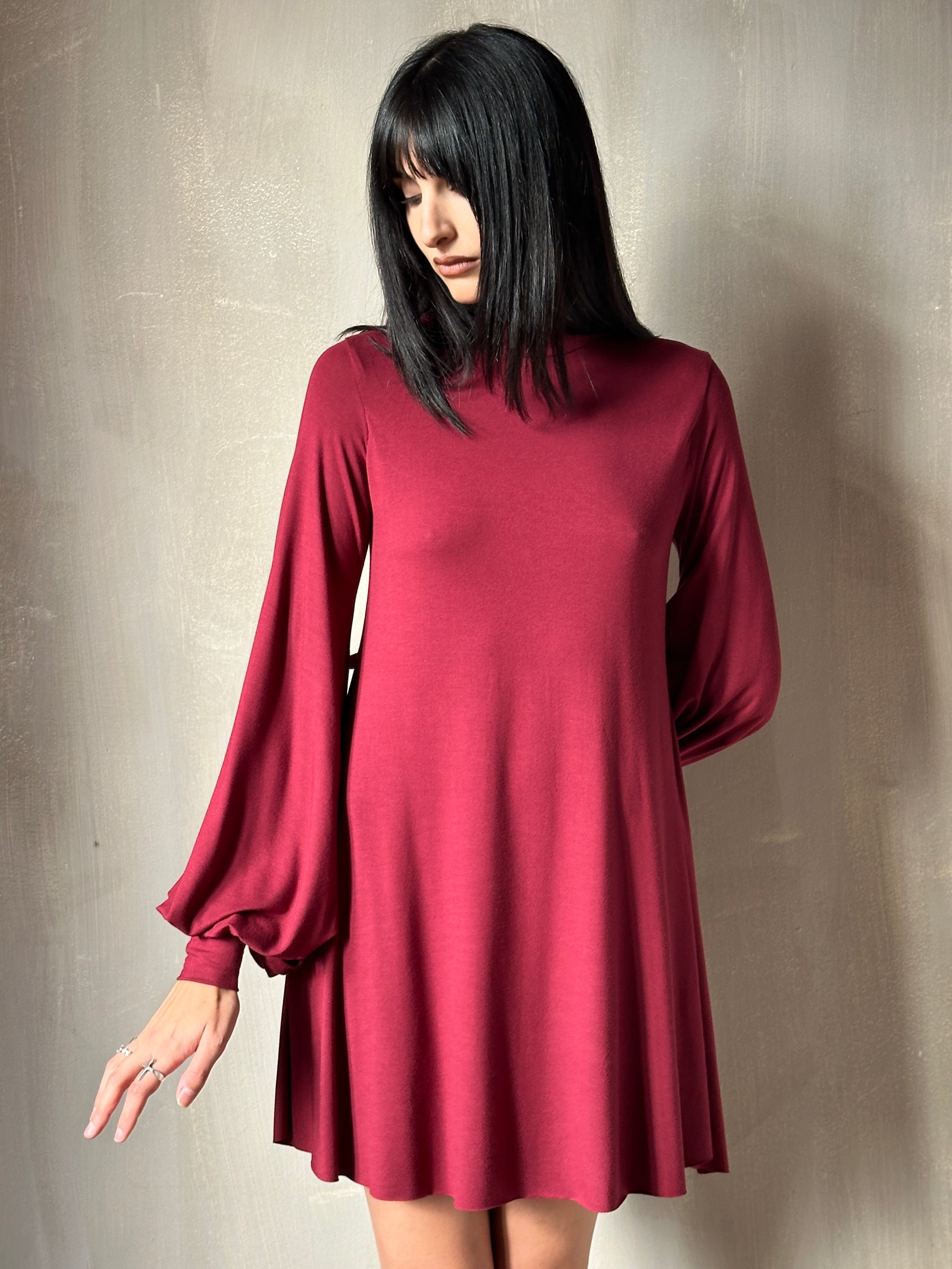 Holiday '24: Bishop Sleeve Mini Dress in Blood Red (Pre-Order)