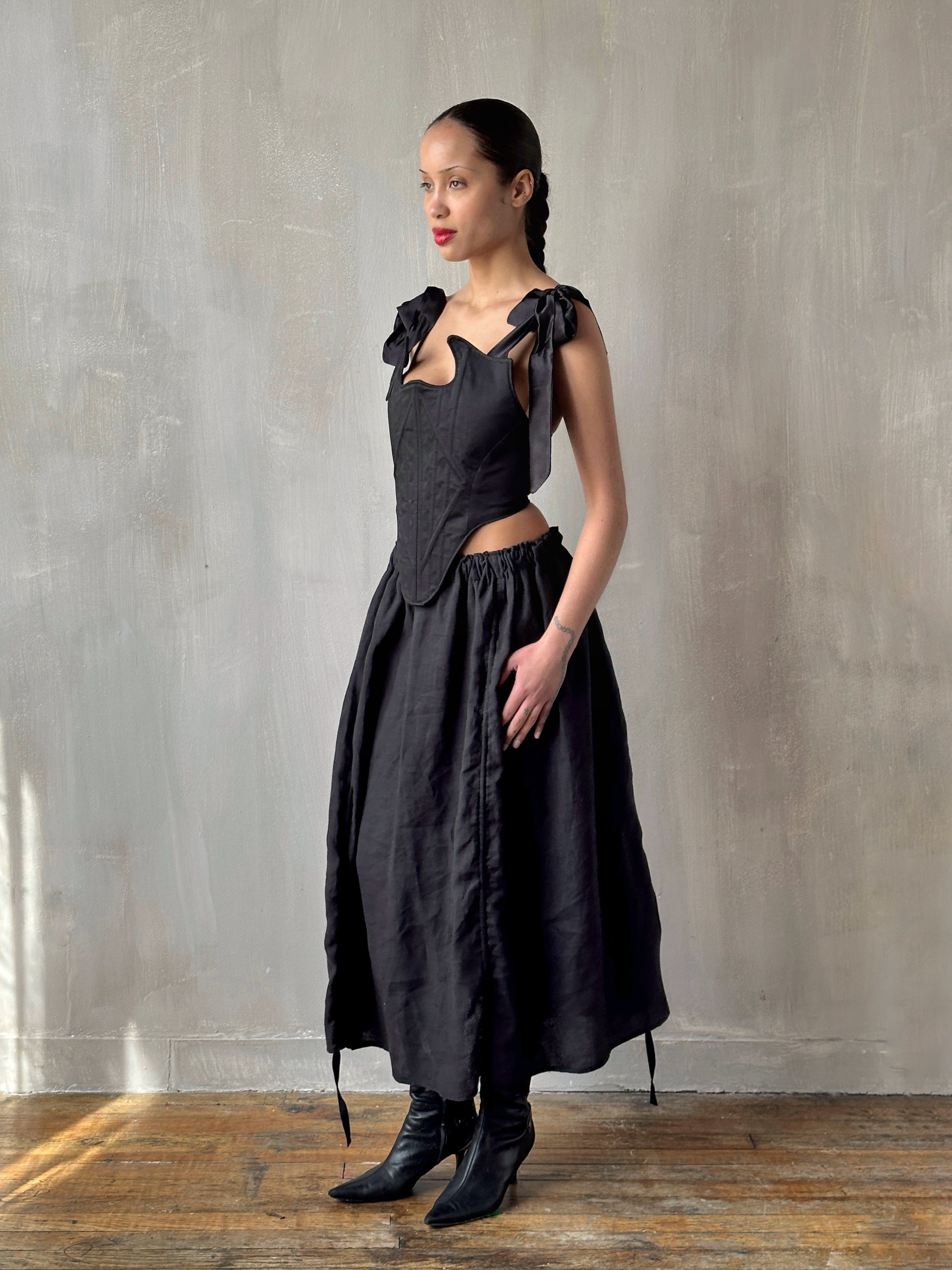 Spring '24 Diamond Demon Stays and Skirt in Black Silk (Limited Edition)