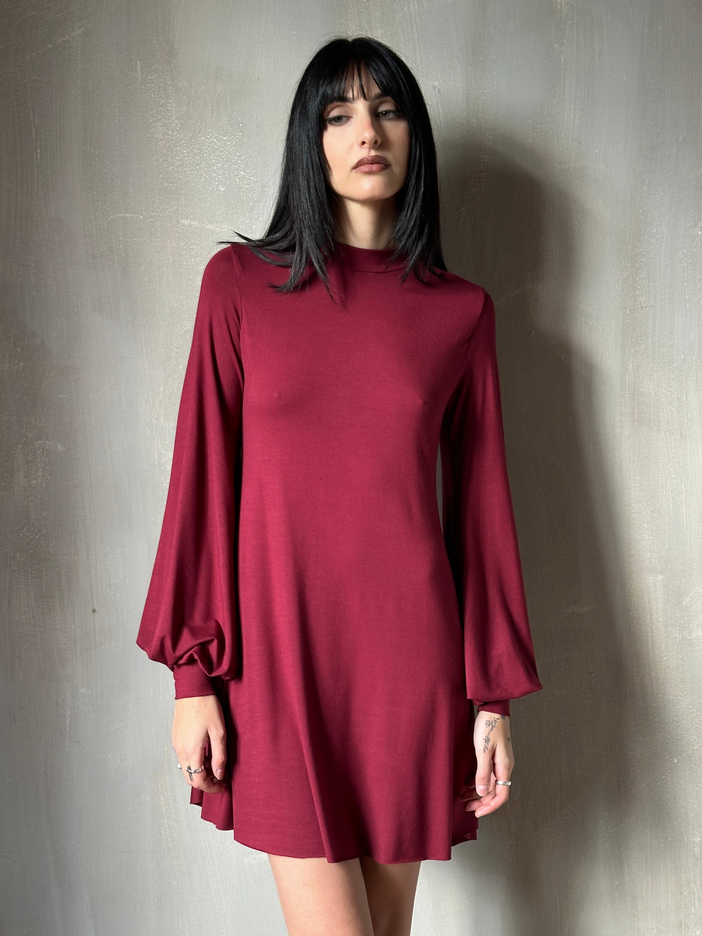 Holiday '24: Bishop Sleeve Mini Dress in Blood Red (Pre-Order)