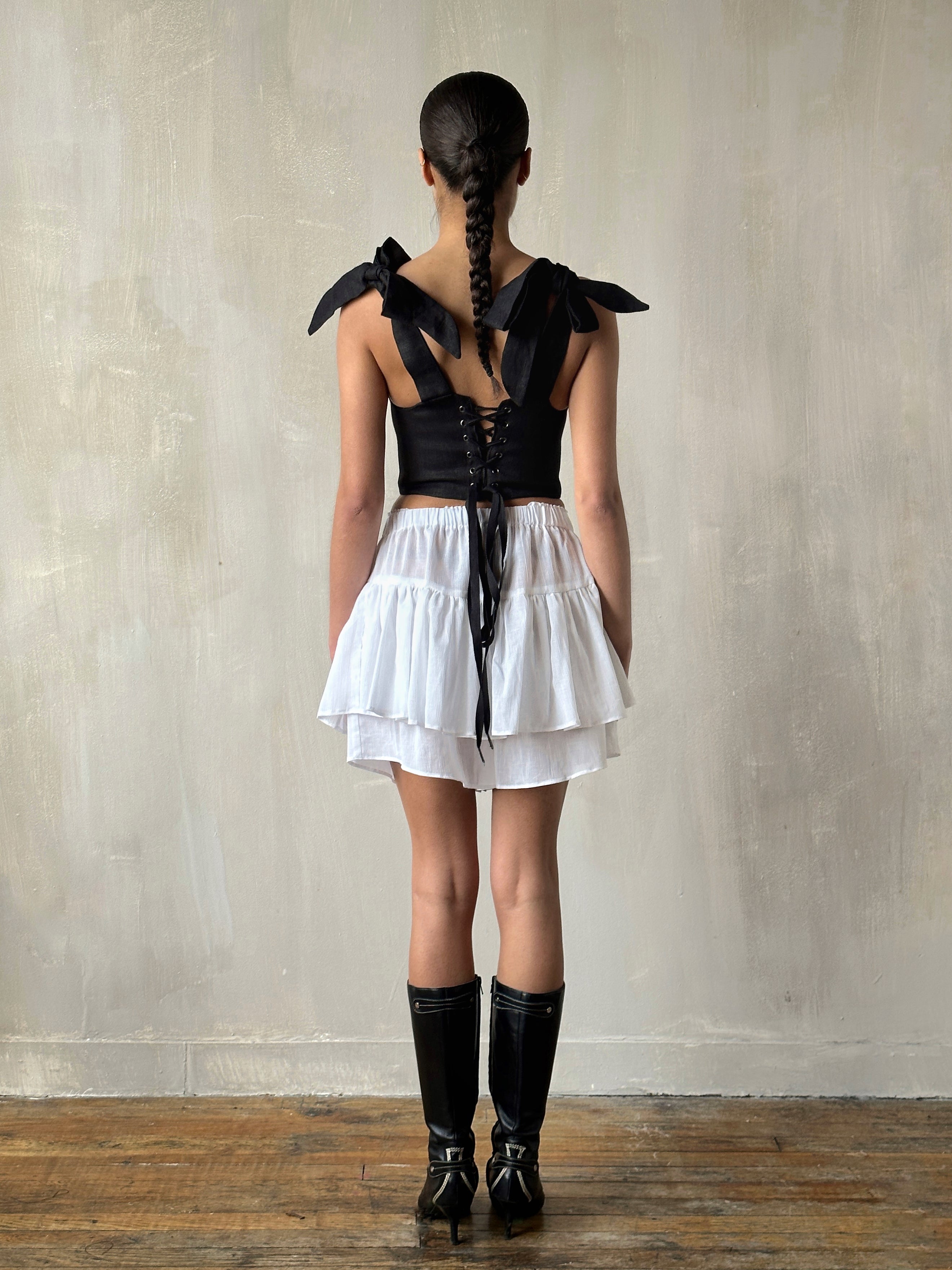 Corset Vest in Black Baltic Linen