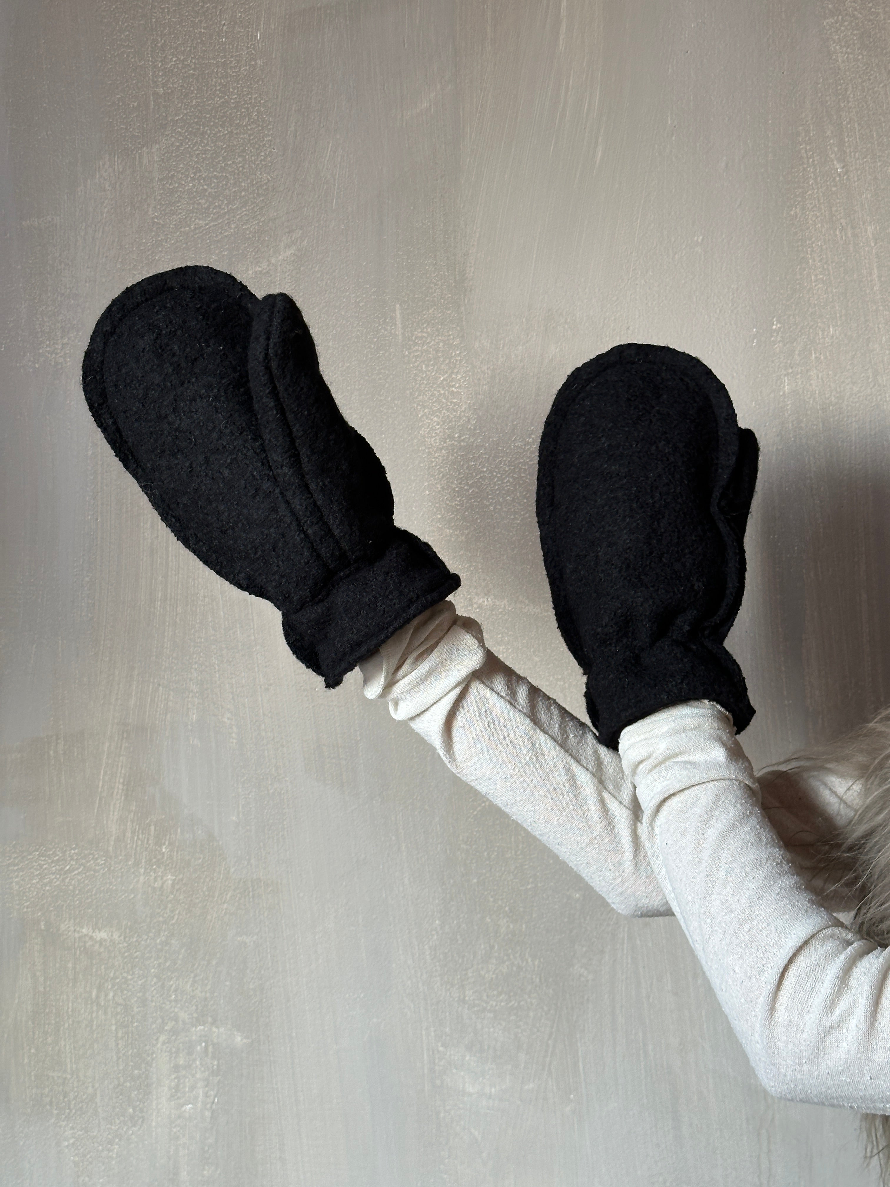 Winter '25 Reverse Seam Mittens in Black Wool (Pre-Order)