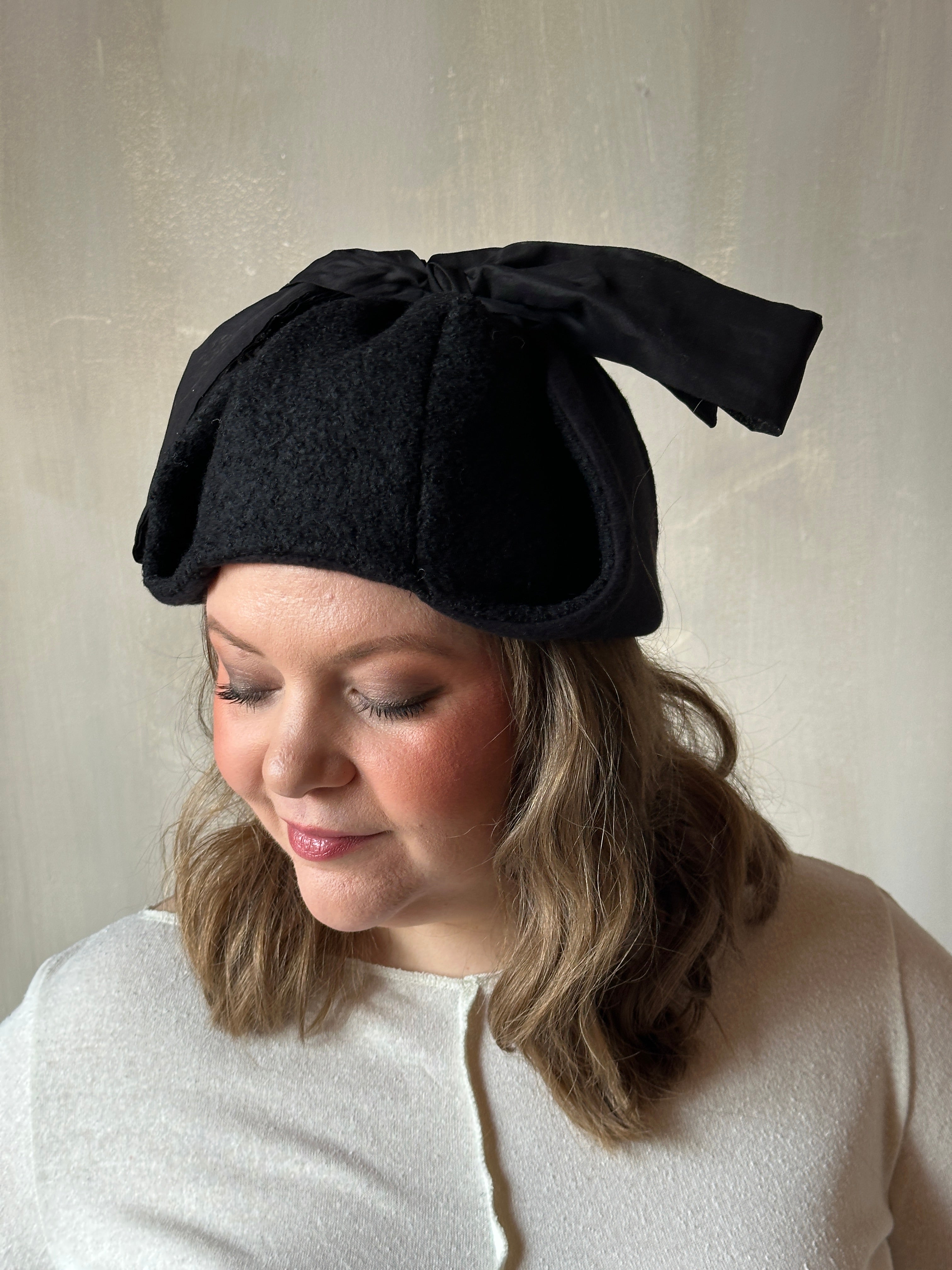 Winter '25 Spangenhelm Toque in Black Wool with ties (Pre-Order)