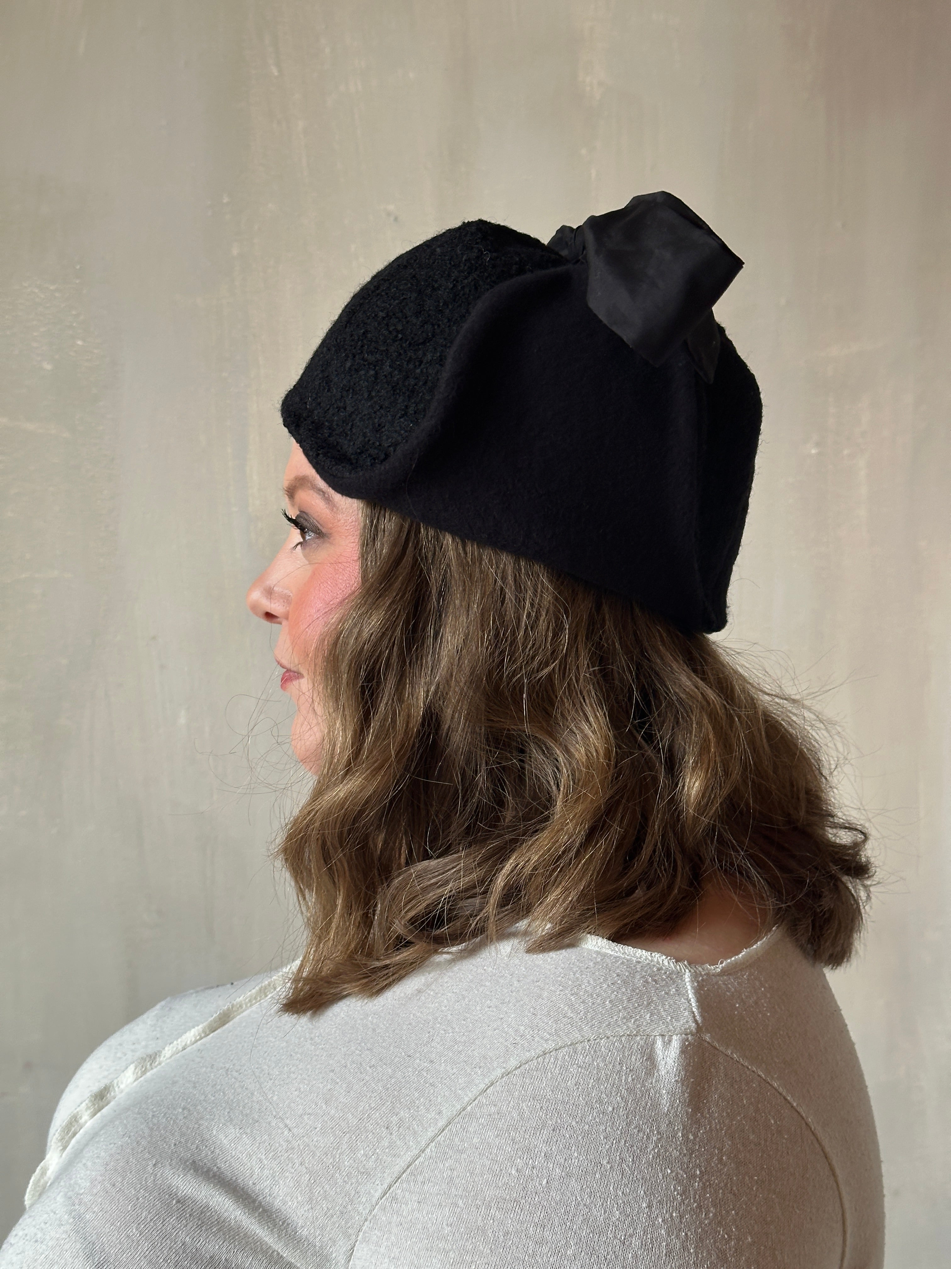 Winter '25 Spangenhelm Toque in Black Wool with ties (Pre-Order)