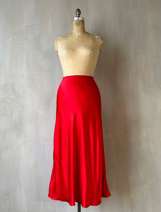 Bias Cut Red Slip Skirt (Made-to-Order)