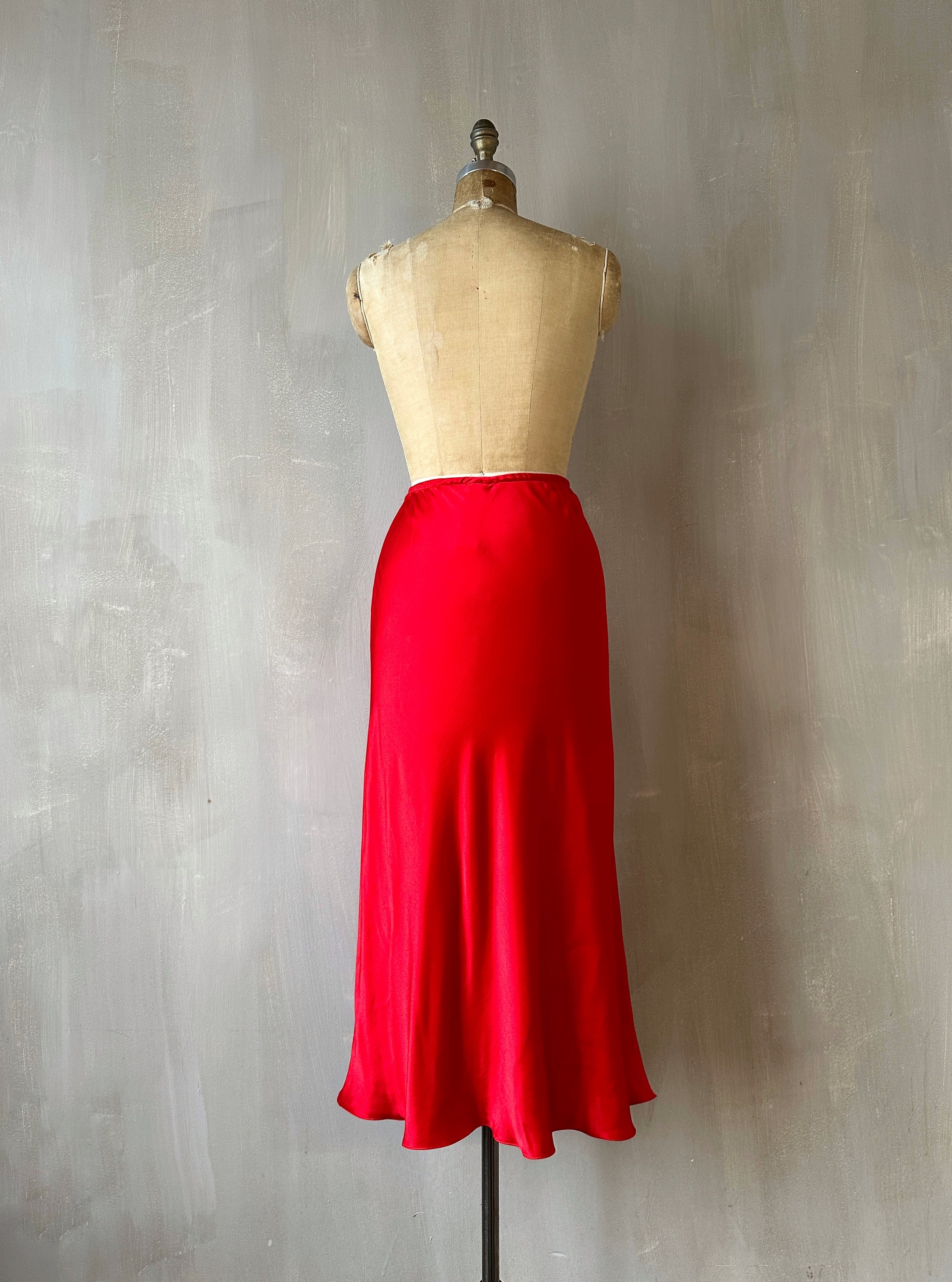 Bias Cut Red Slip Skirt (Made-to-Order)