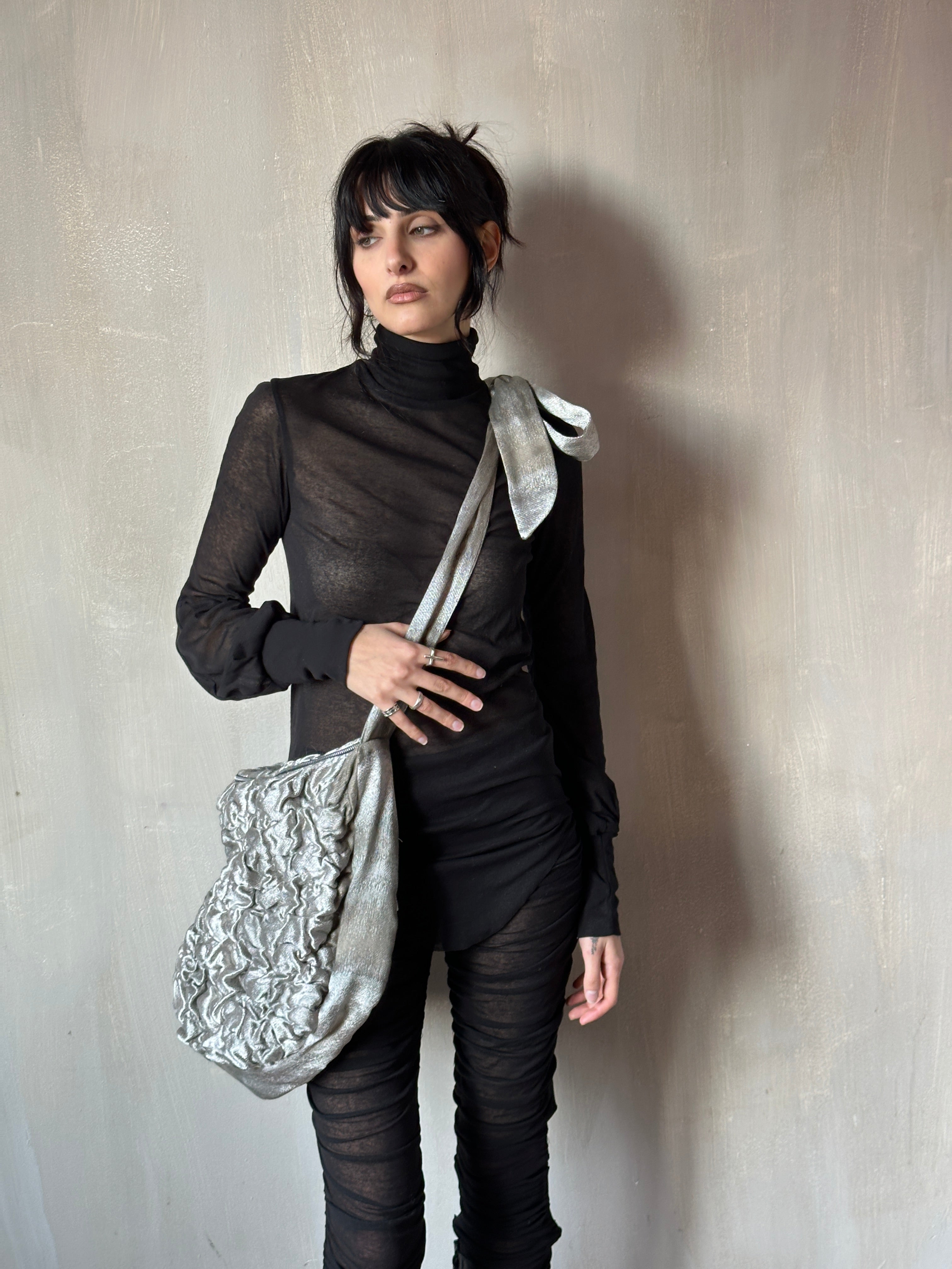 Winter '25 Chaos-Quilted Crossbody Tote in Silver (Pre-Order, Limited Edition)