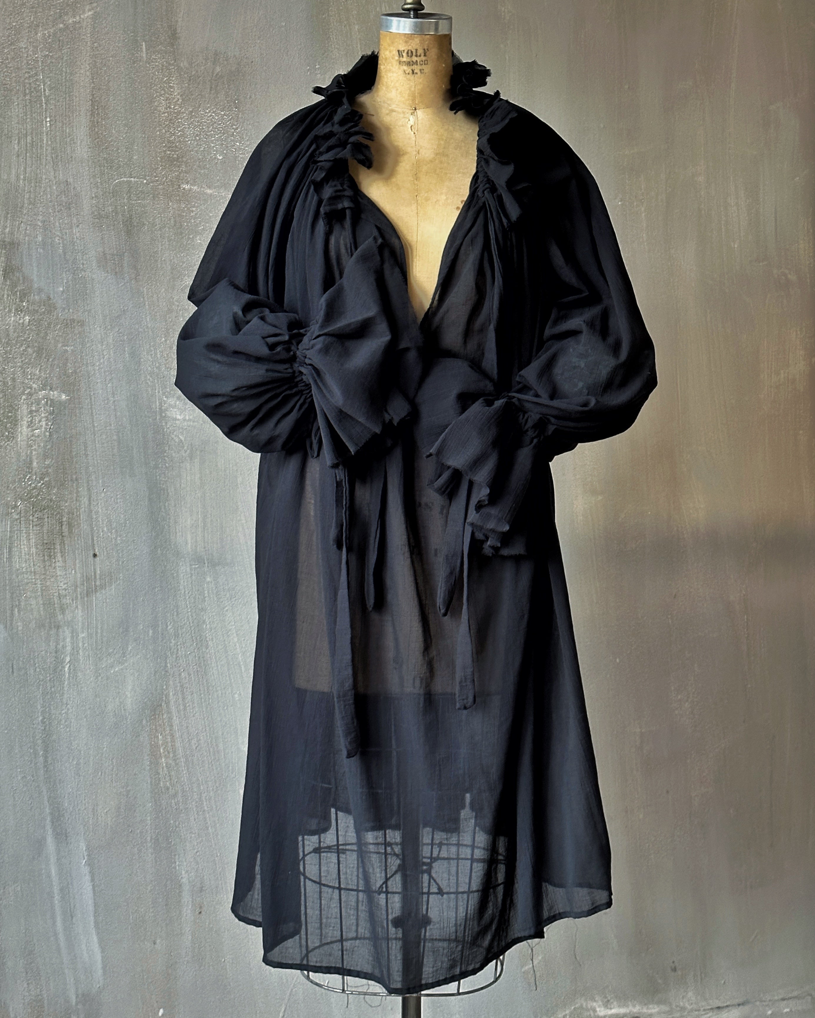 Maxi Alchemist Chemise in Black Cotton Gauze (Pre-Order)