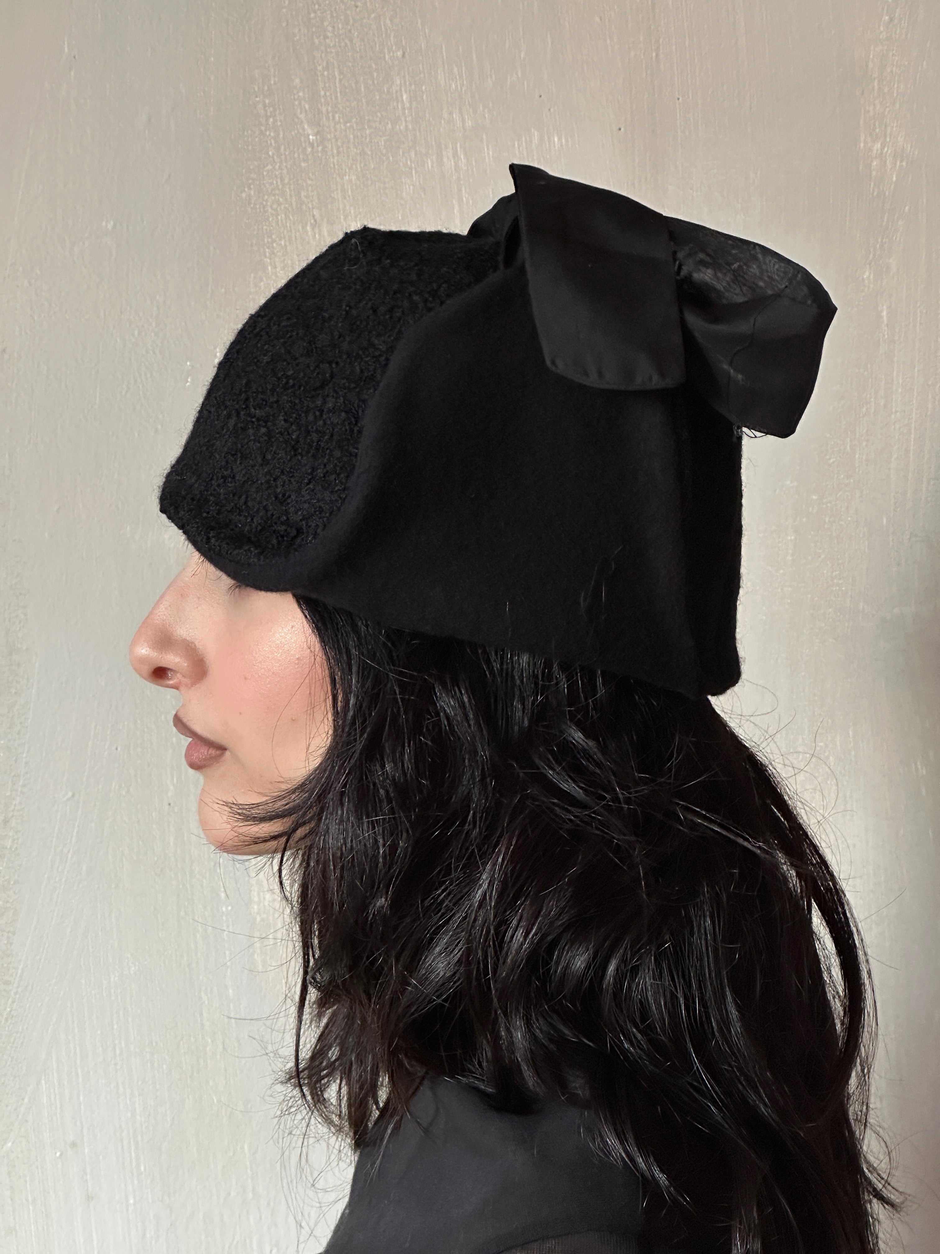 Winter '25 Spangenhelm Toque in Black Wool with ties (Pre-Order)