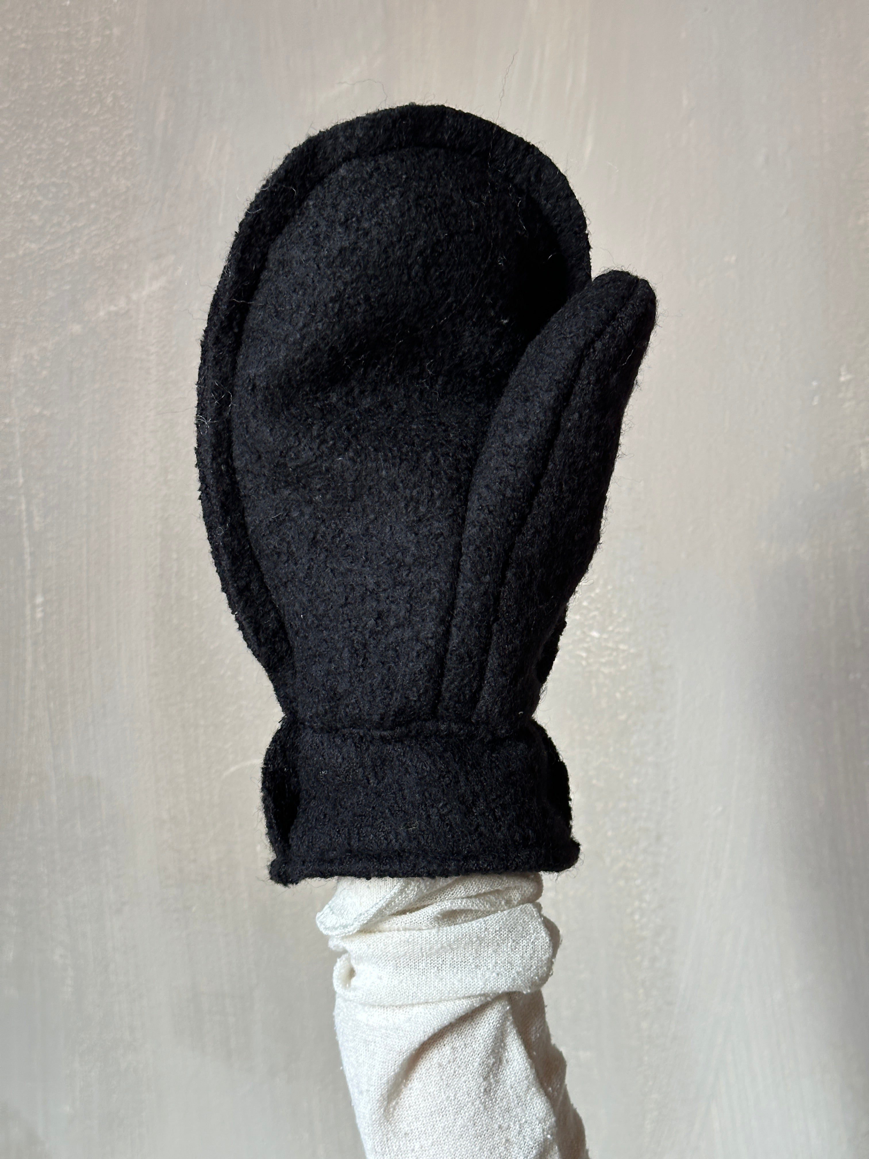 Winter '25 Reverse Seam Mittens in Black Wool (Pre-Order)