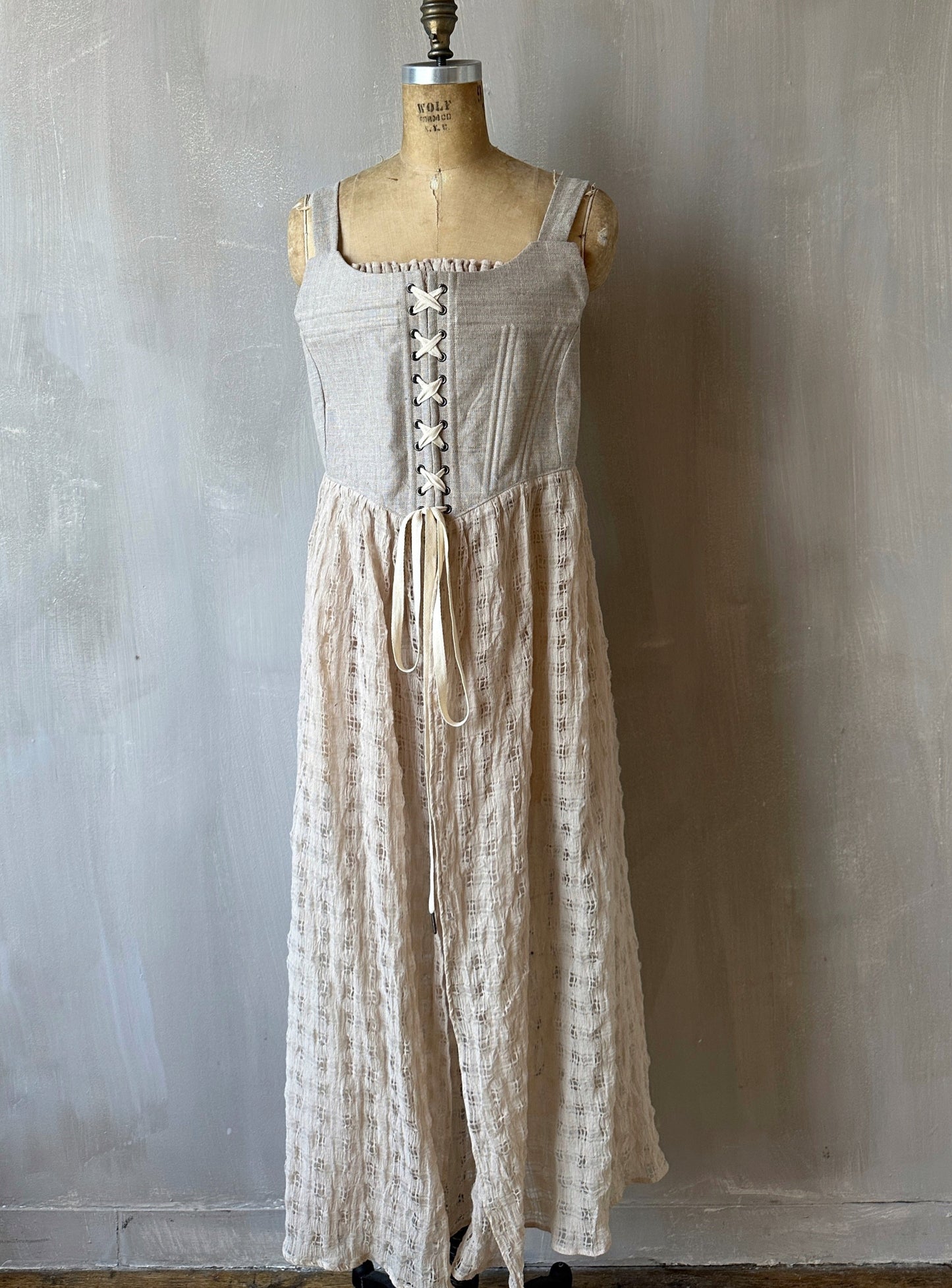 Sample Sale: Caterina Stays Gown in Natural Linen (Size IV)