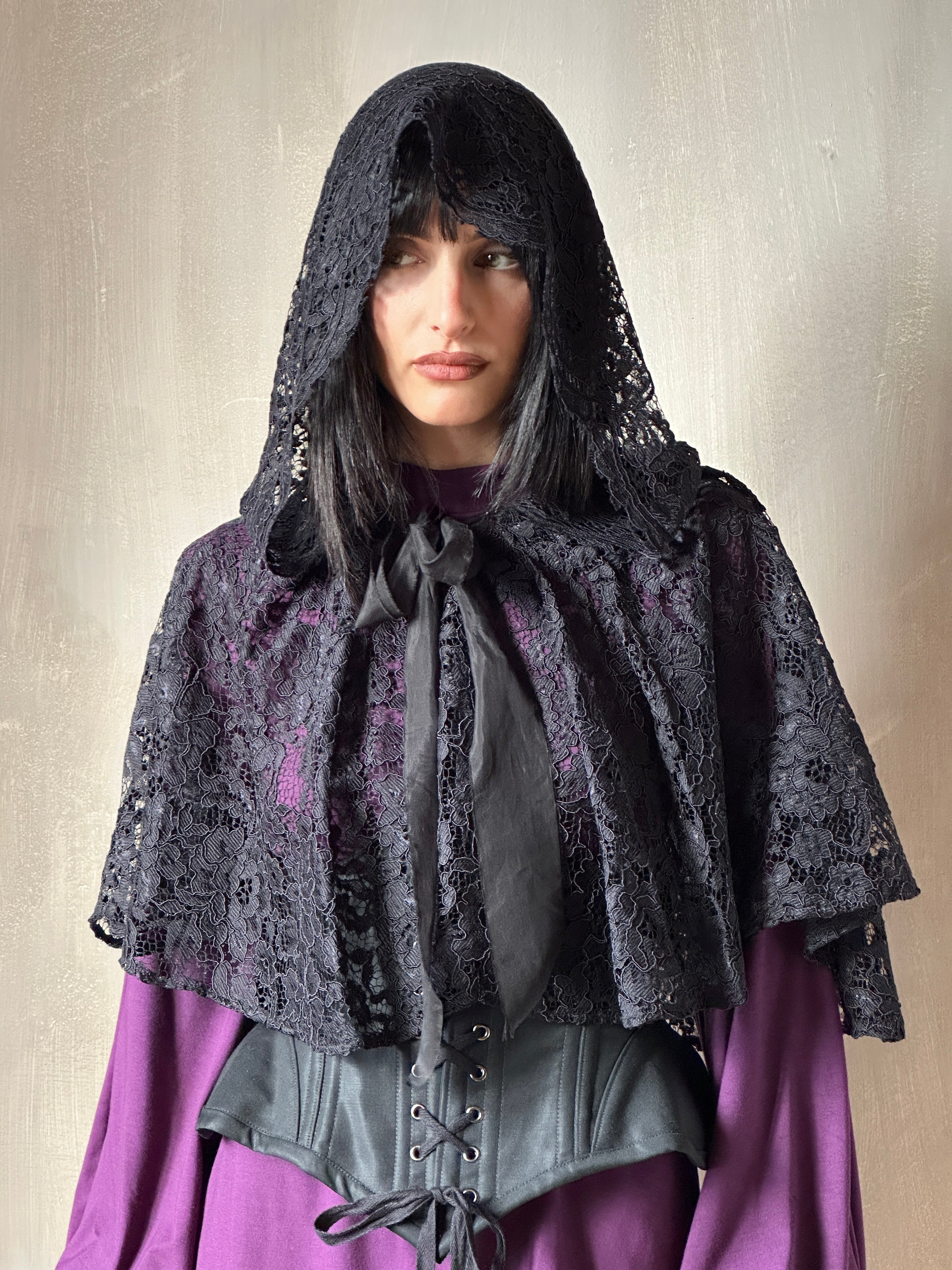 Holiday ‘24: Hooded Capelet in Mourning Lace, Black (Pre-Order)