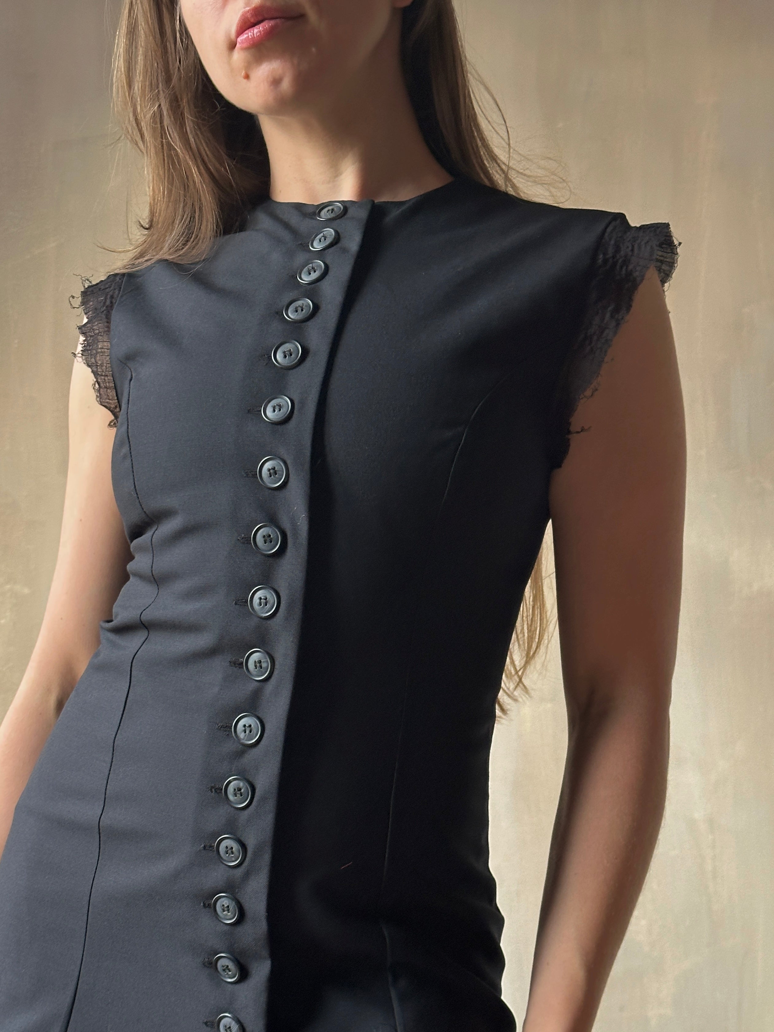 FW'24: Long Button-Front Tails Vest in Wool(Pre-Order)