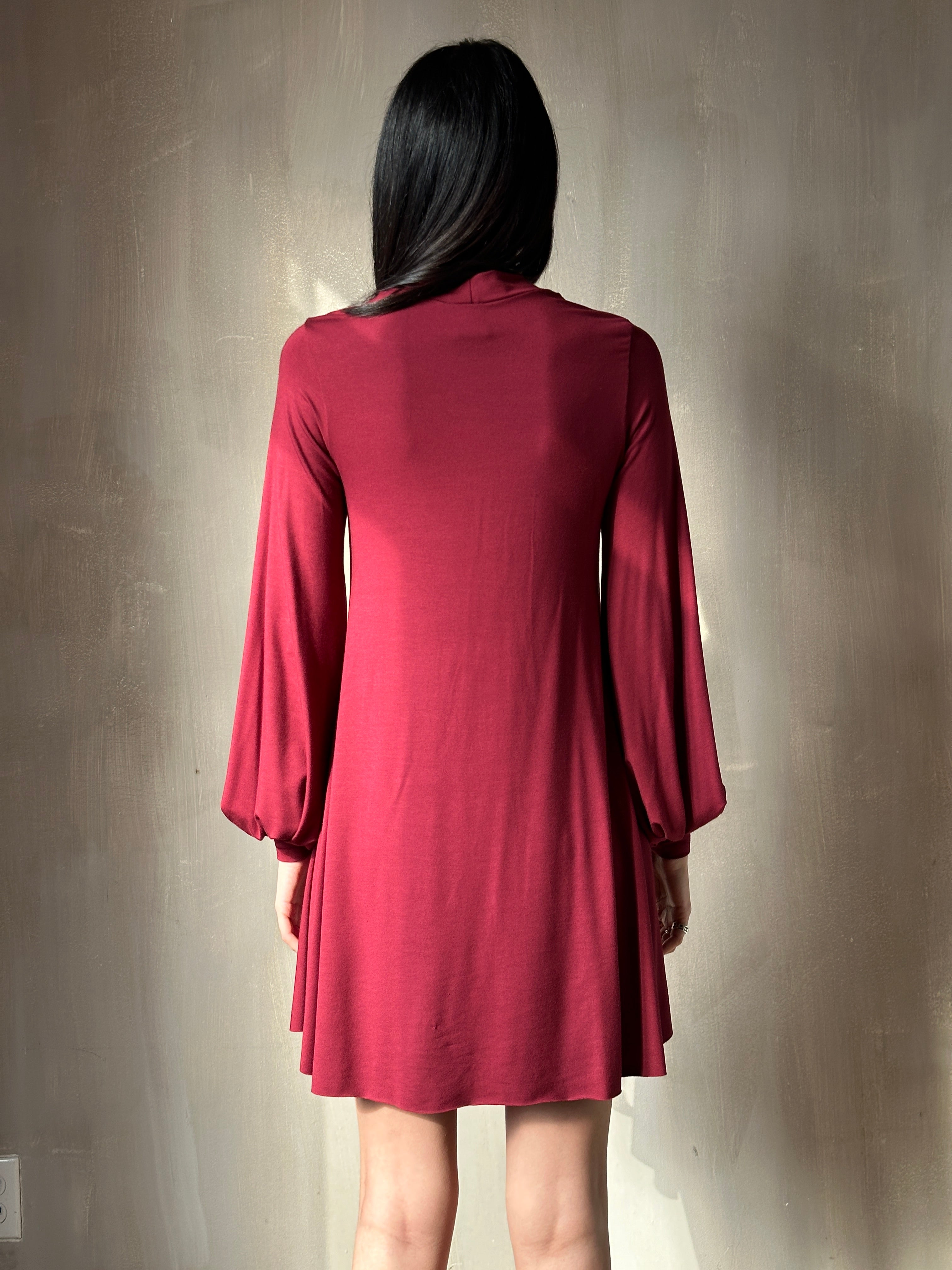 Holiday '24: Bishop Sleeve Mini Dress in Blood Red (Pre-Order)