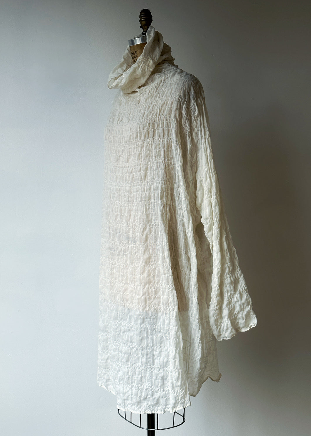 Sample Sale: High Collar Tunic in Cream Crinkled Cotton (All Sizes ...