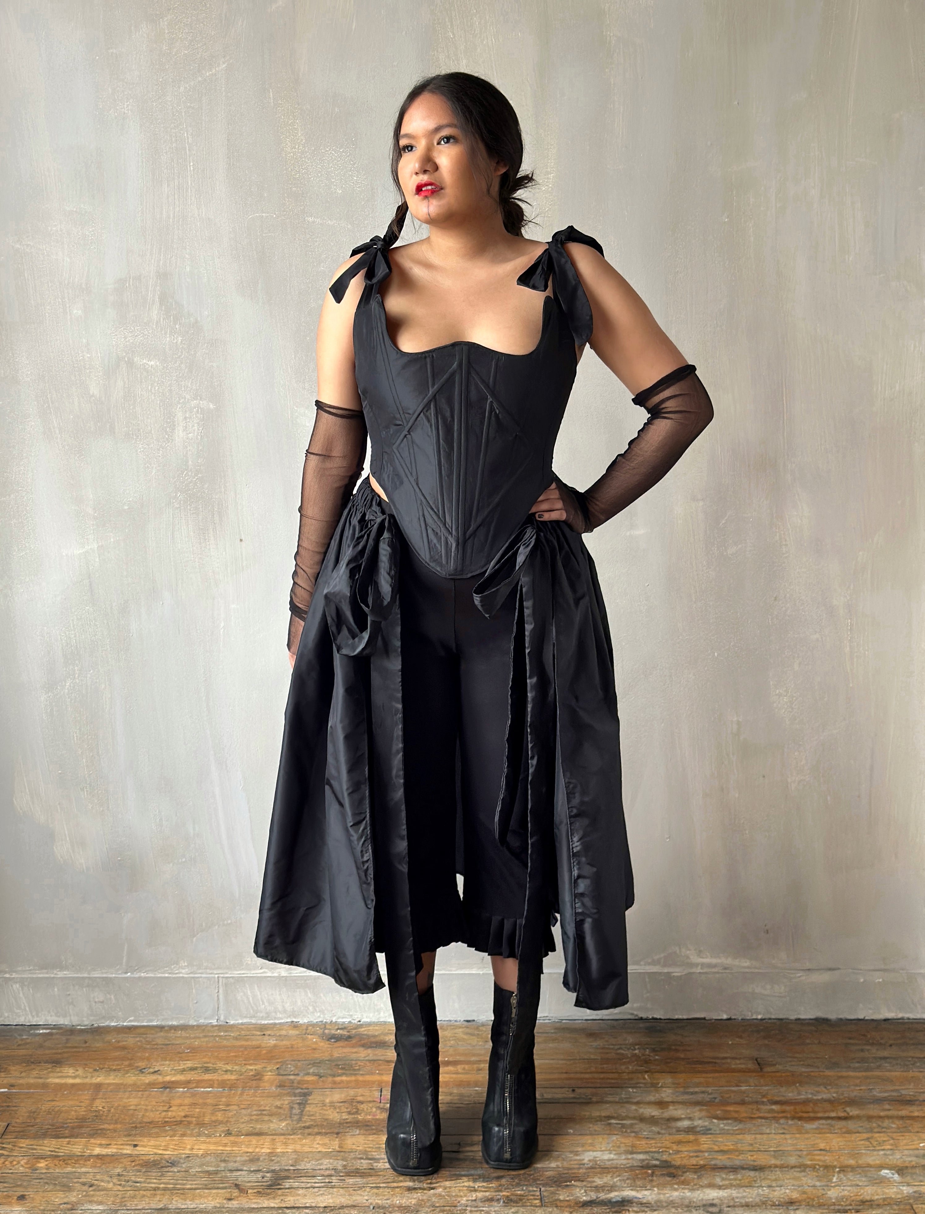 Spring '24 Diamond Demon Stays and Skirt in Black Silk (Limited Edition)