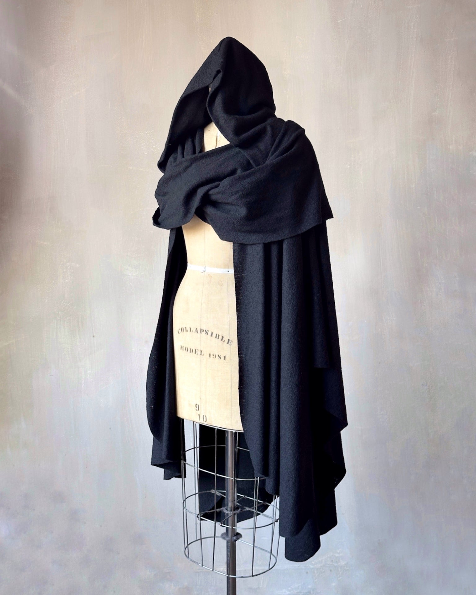 Mythic Cape in Black Boiled Wool (Pre-Order)