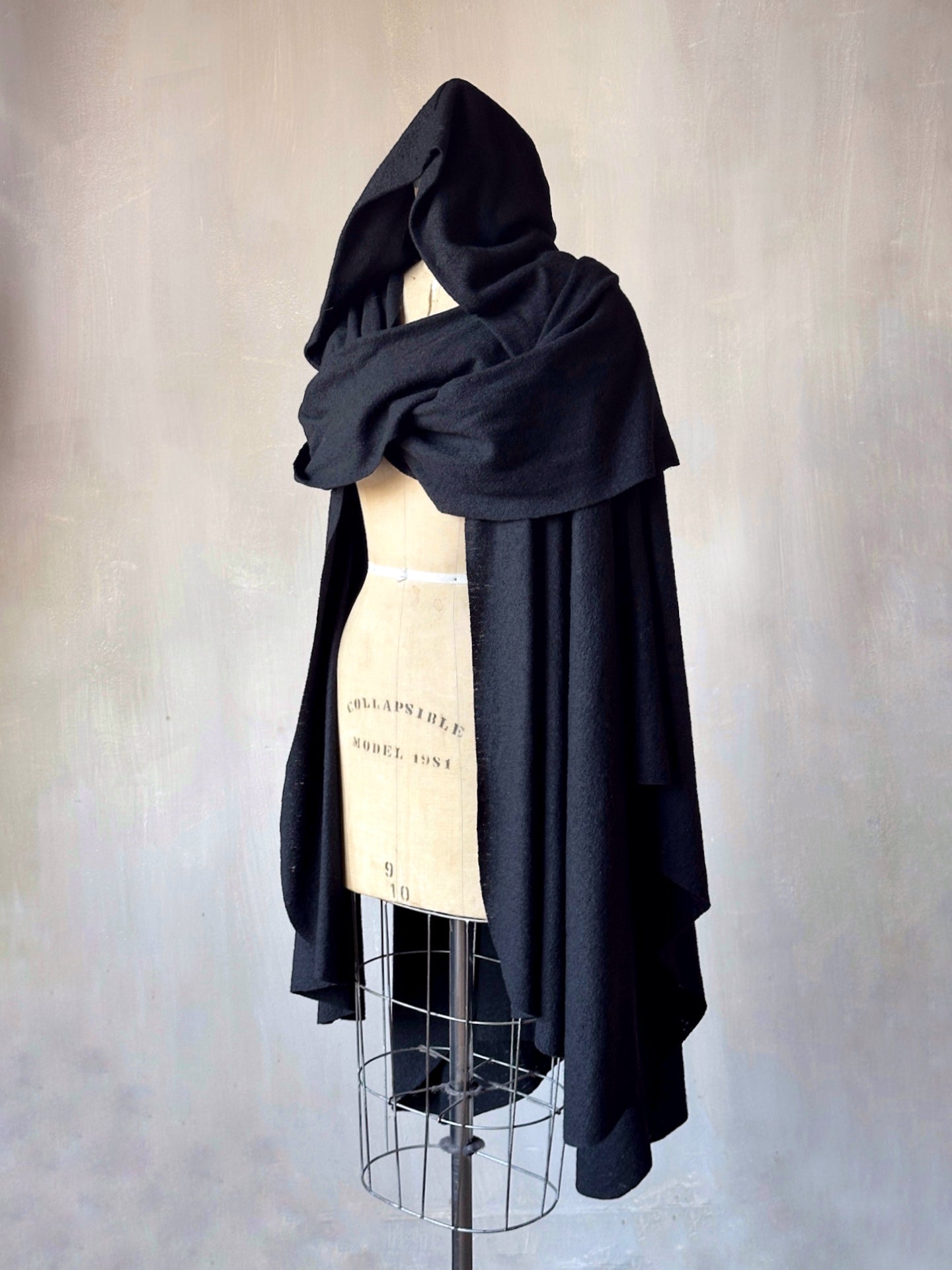 Mythic Cape in Black Boiled Wool (Pre-Order)