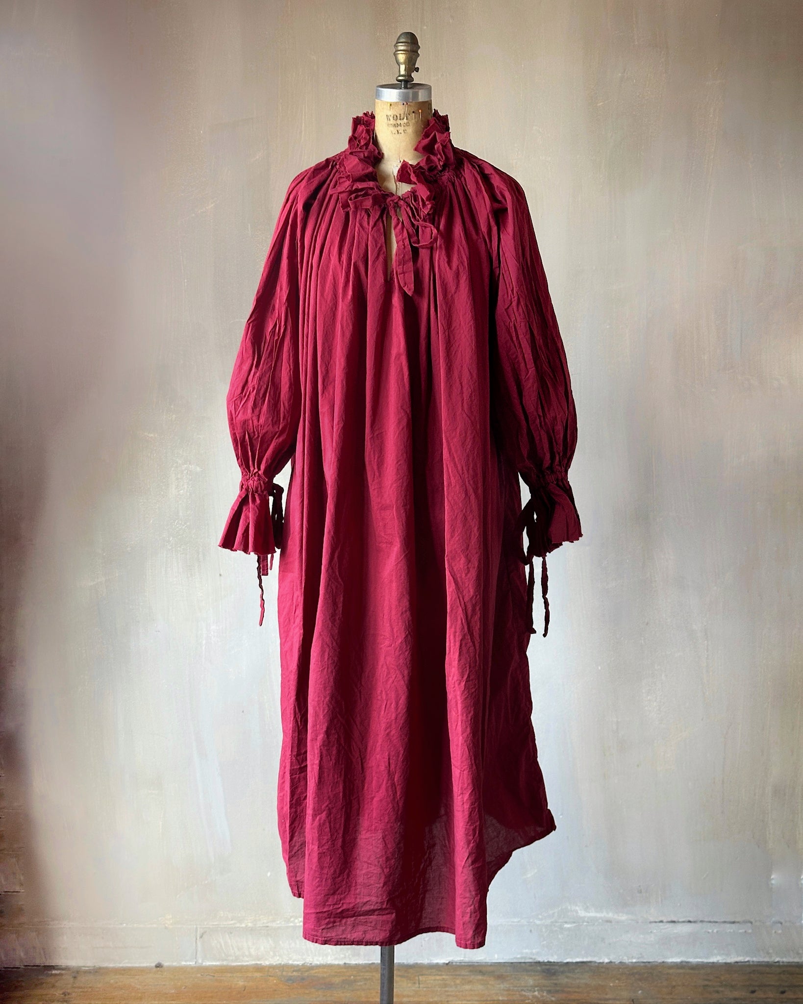 Ultra Maxi Alchemist Chemise in Wine Red Cotton (Pre-Order)