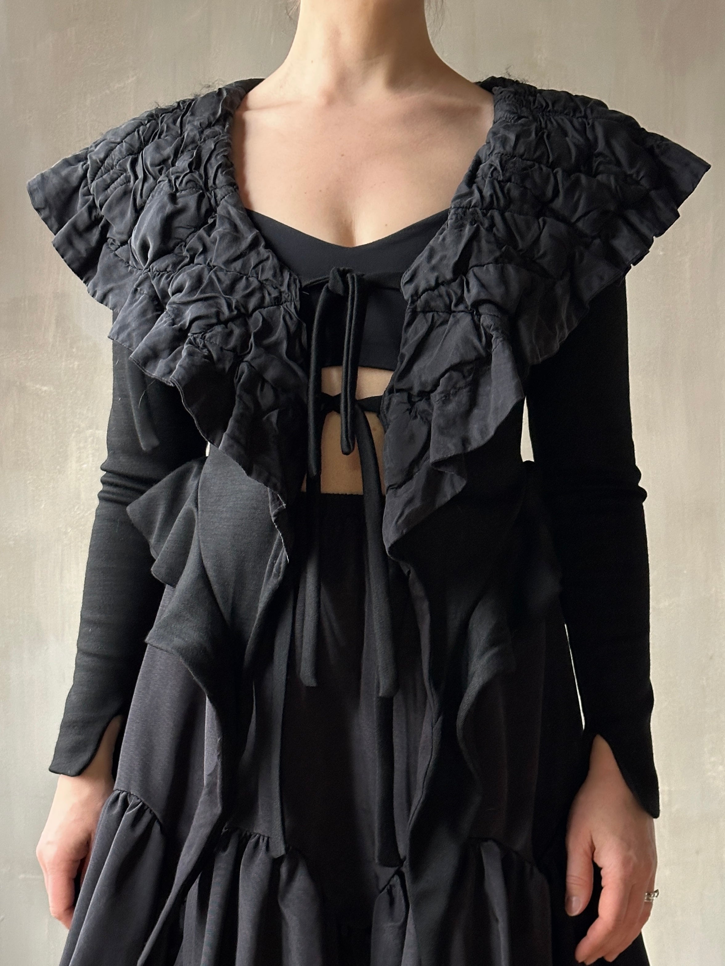 FW'24: "Chaos-Quilted" Wool Peplum Cardigan (Pre-Order)