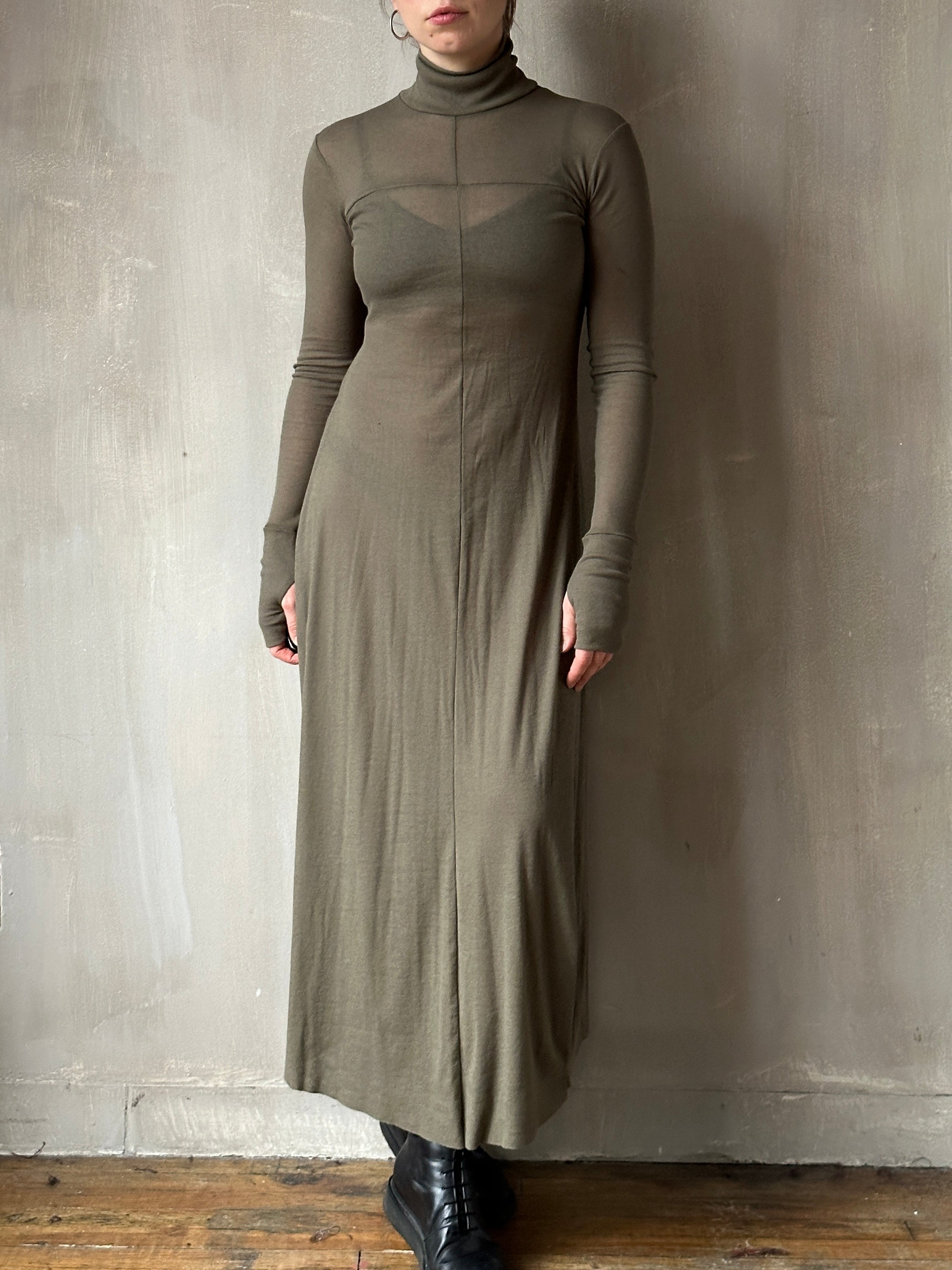 Cross-Seam Maxi Dress (Moss Green)