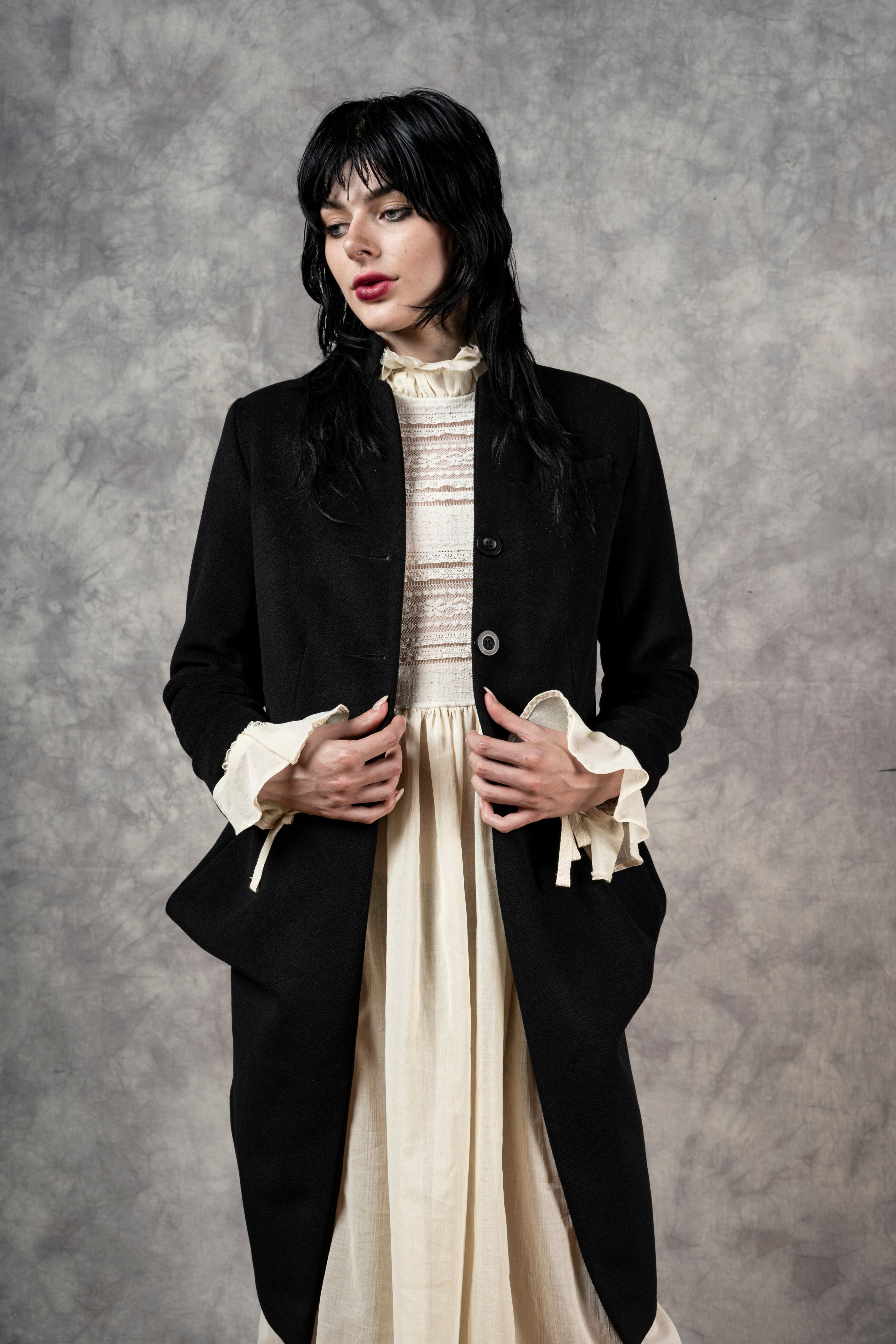 FW'24: Stand Collar Coat with Bustle (In Stock)