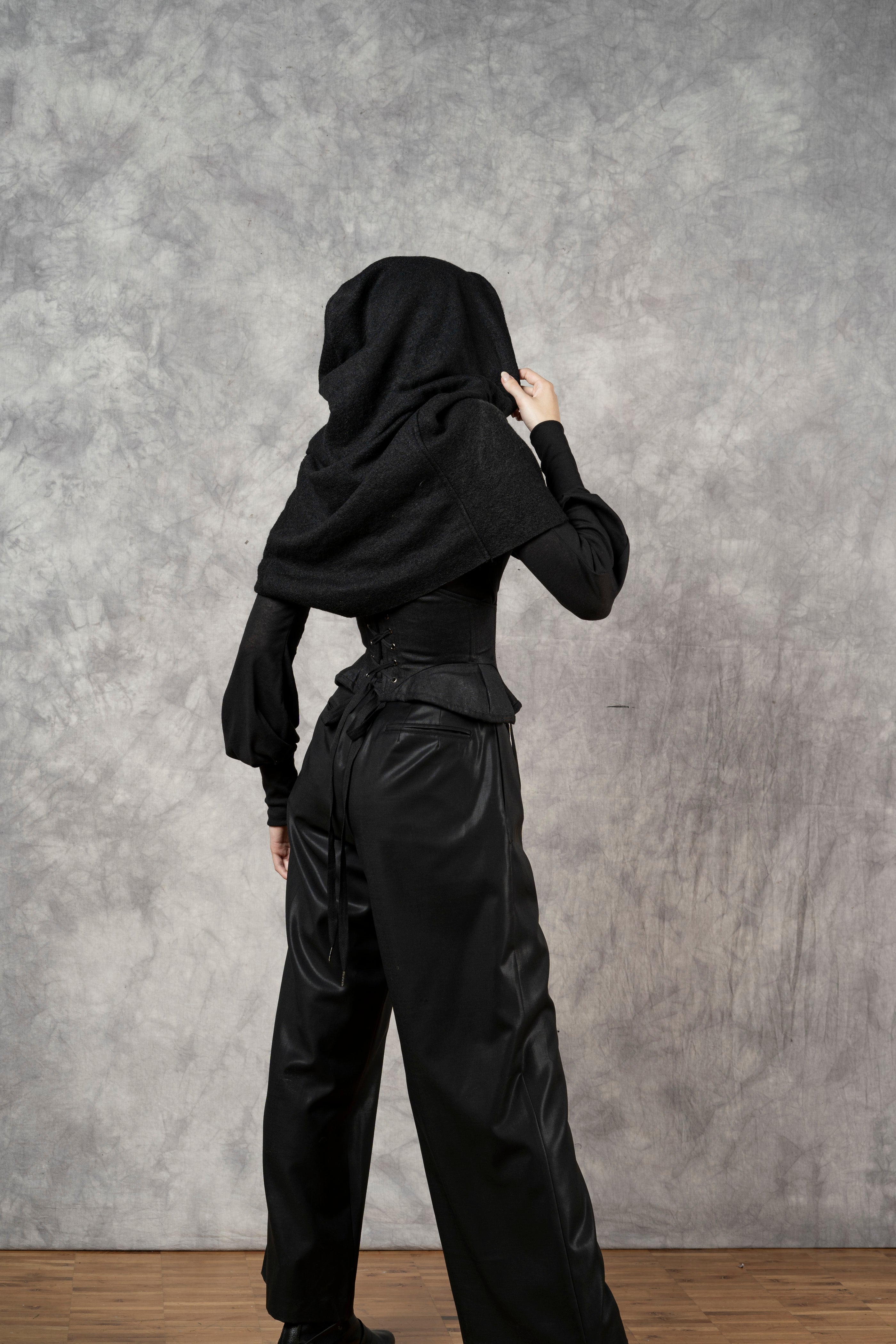 Wide Leg Trouser in Black Wool