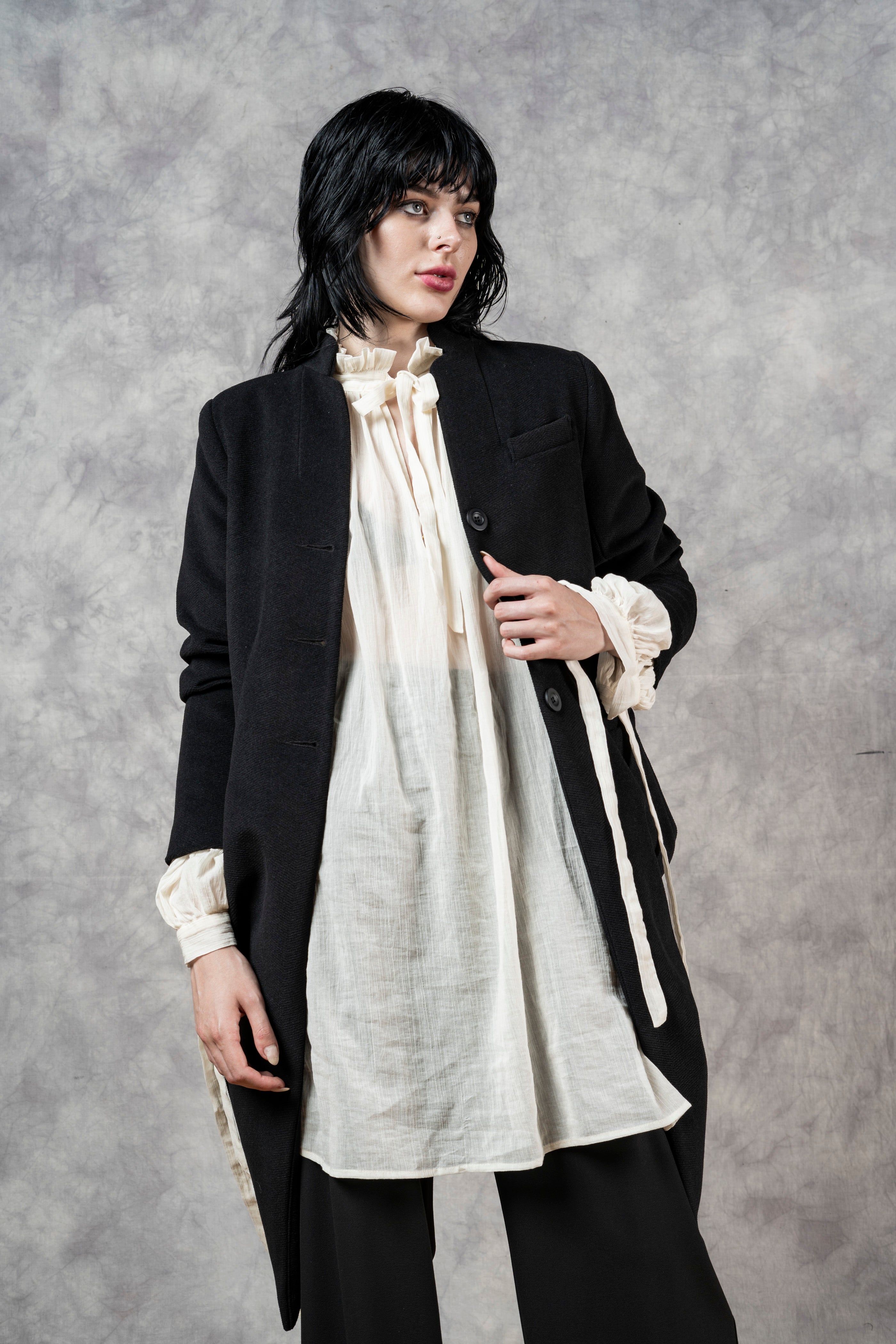 FW'24: Stand Collar Coat with Bustle (In Stock)