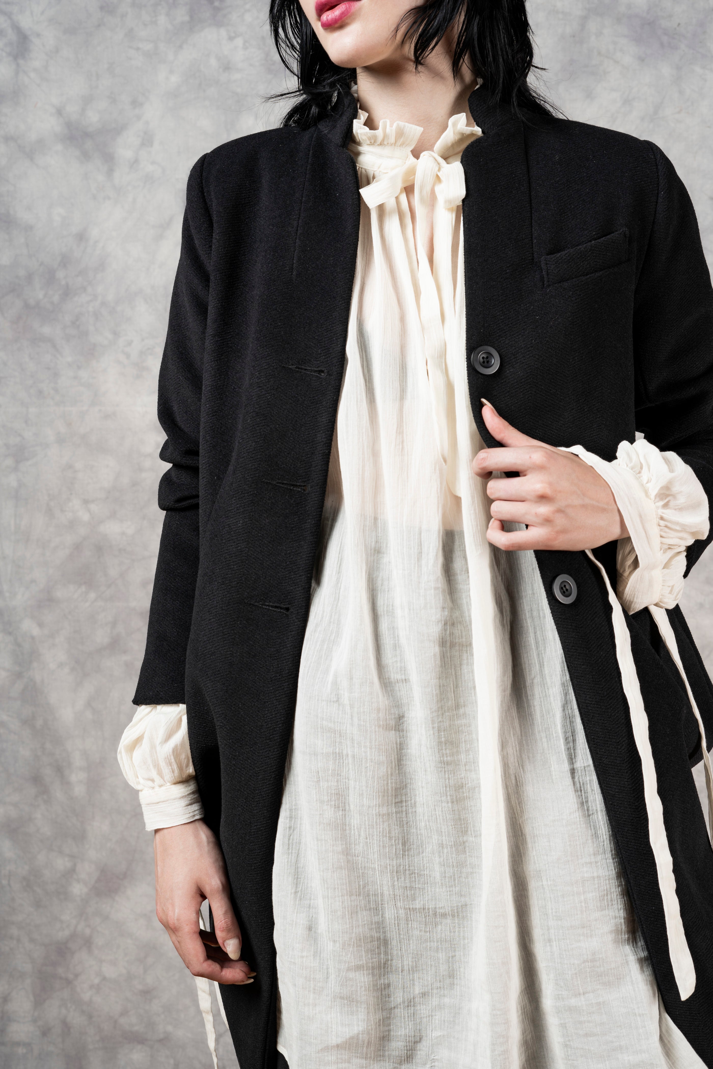 FW'24: Stand Collar Coat with Bustle (In Stock)