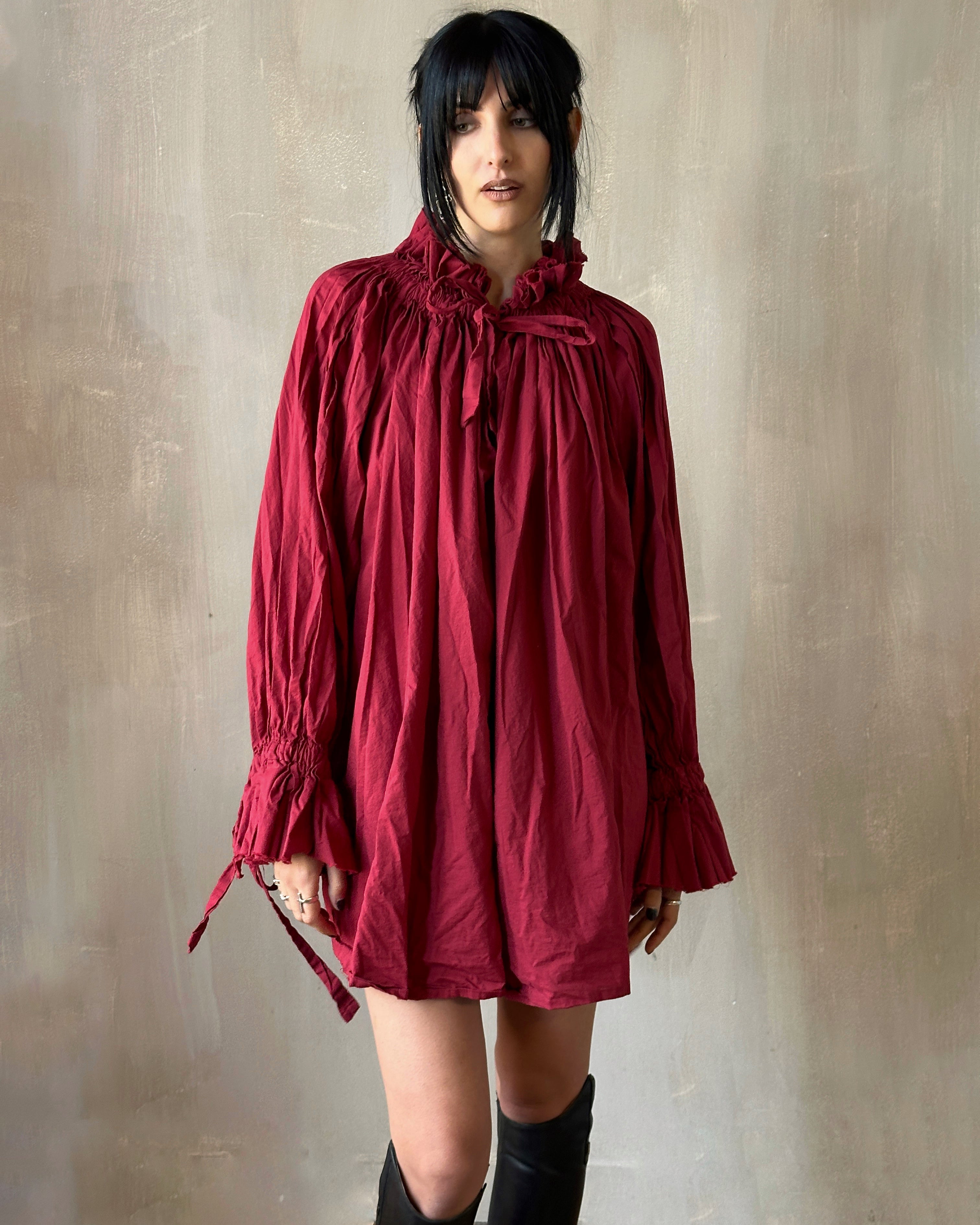 Alchemist Chemise in Wine Red Cotton (Pre-Order)