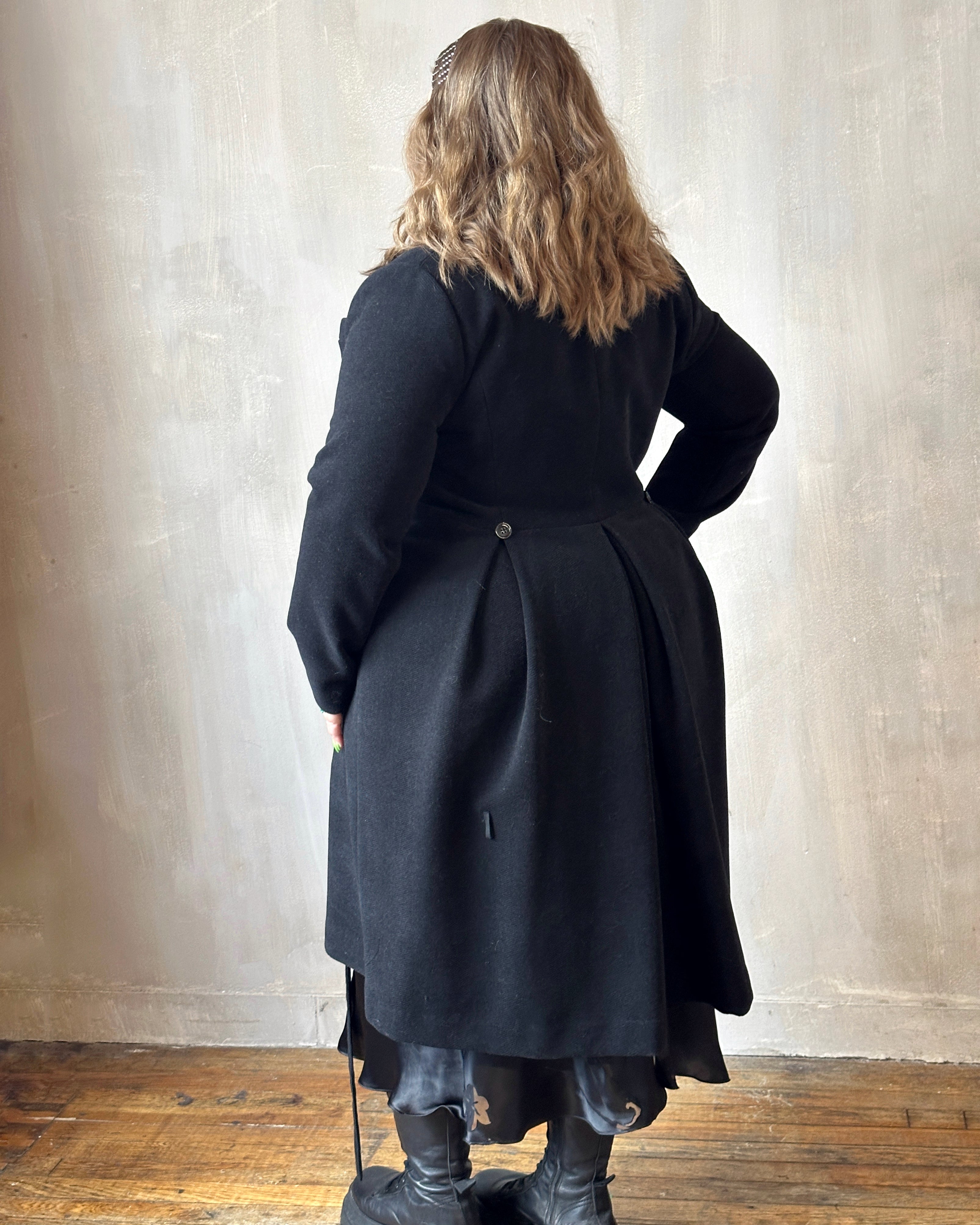 FW'24: Stand Collar Coat with Bustle (In Stock)