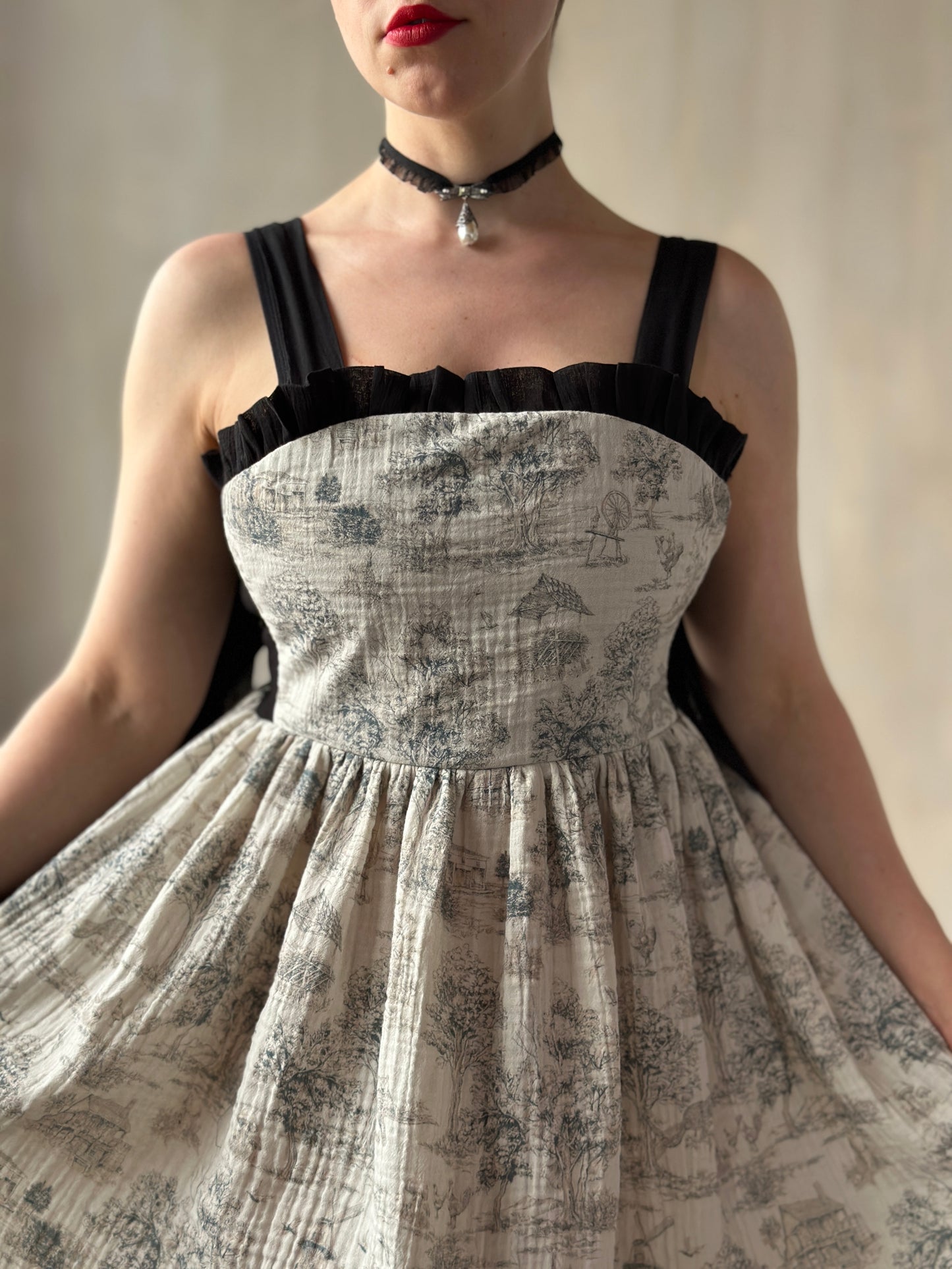 Heloise Dress in Toile de Jouy (Made-To-Order)