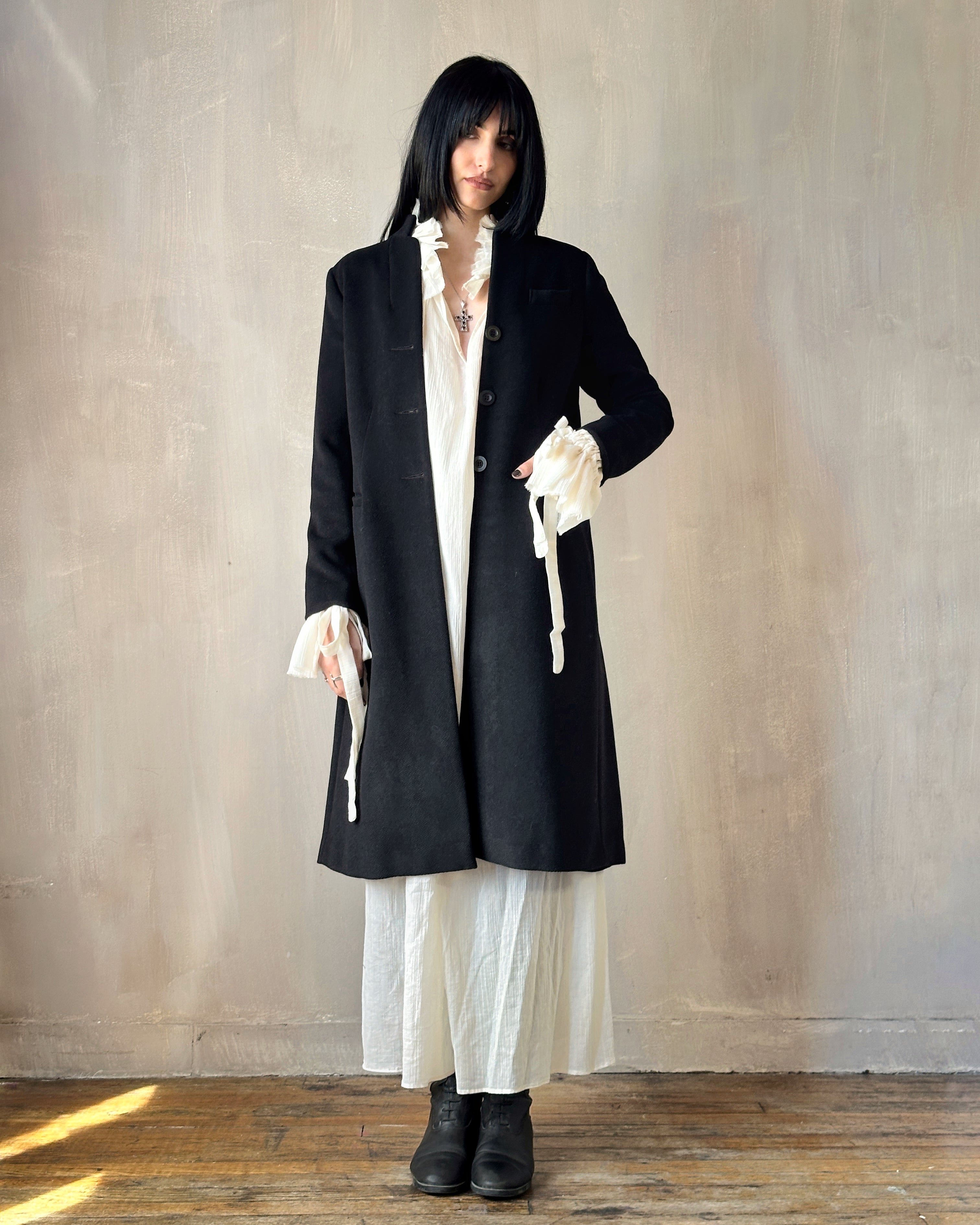 FW'24: Stand Collar Coat with Bustle (In Stock)