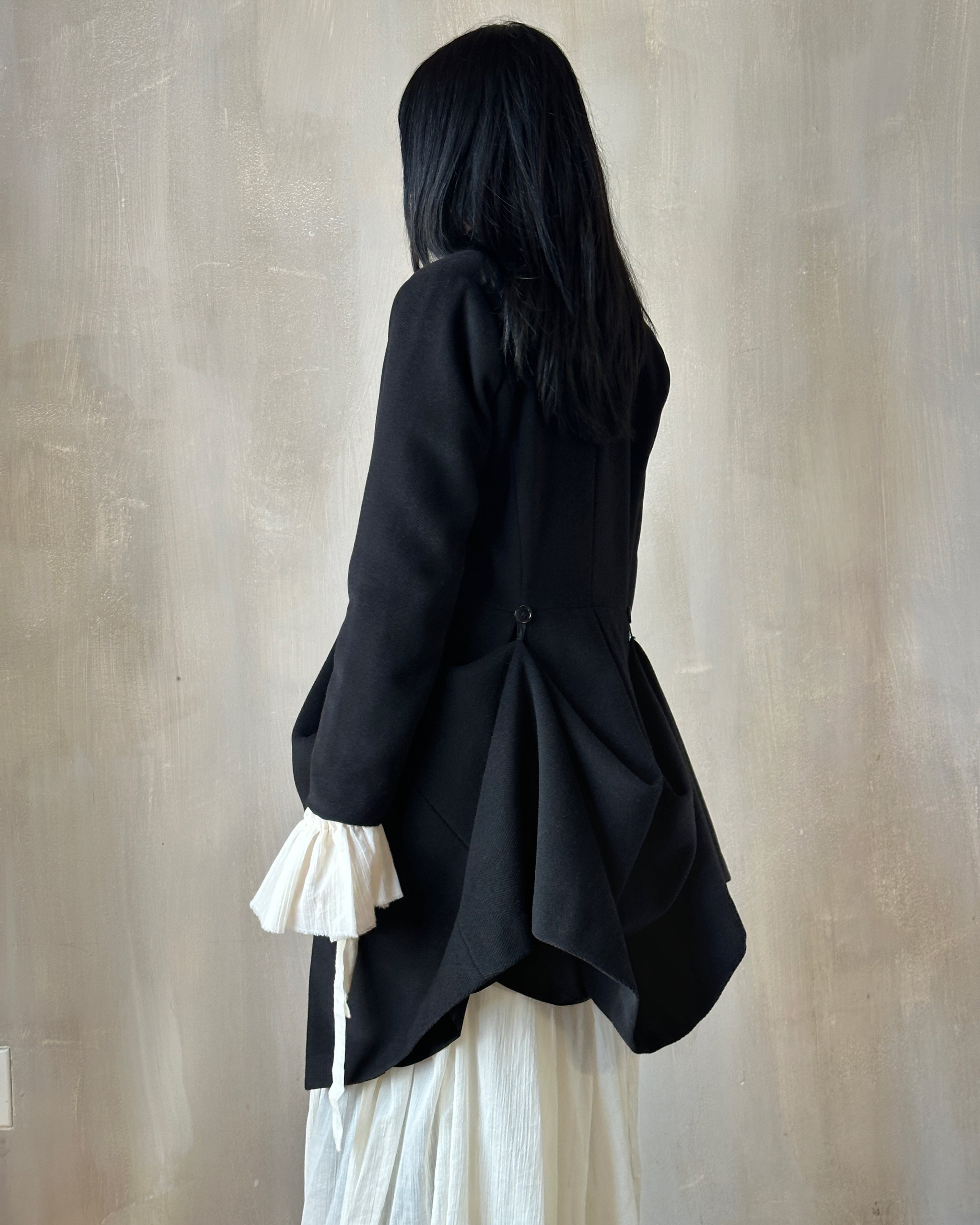 FW'24: Stand Collar Coat with Bustle (In Stock)