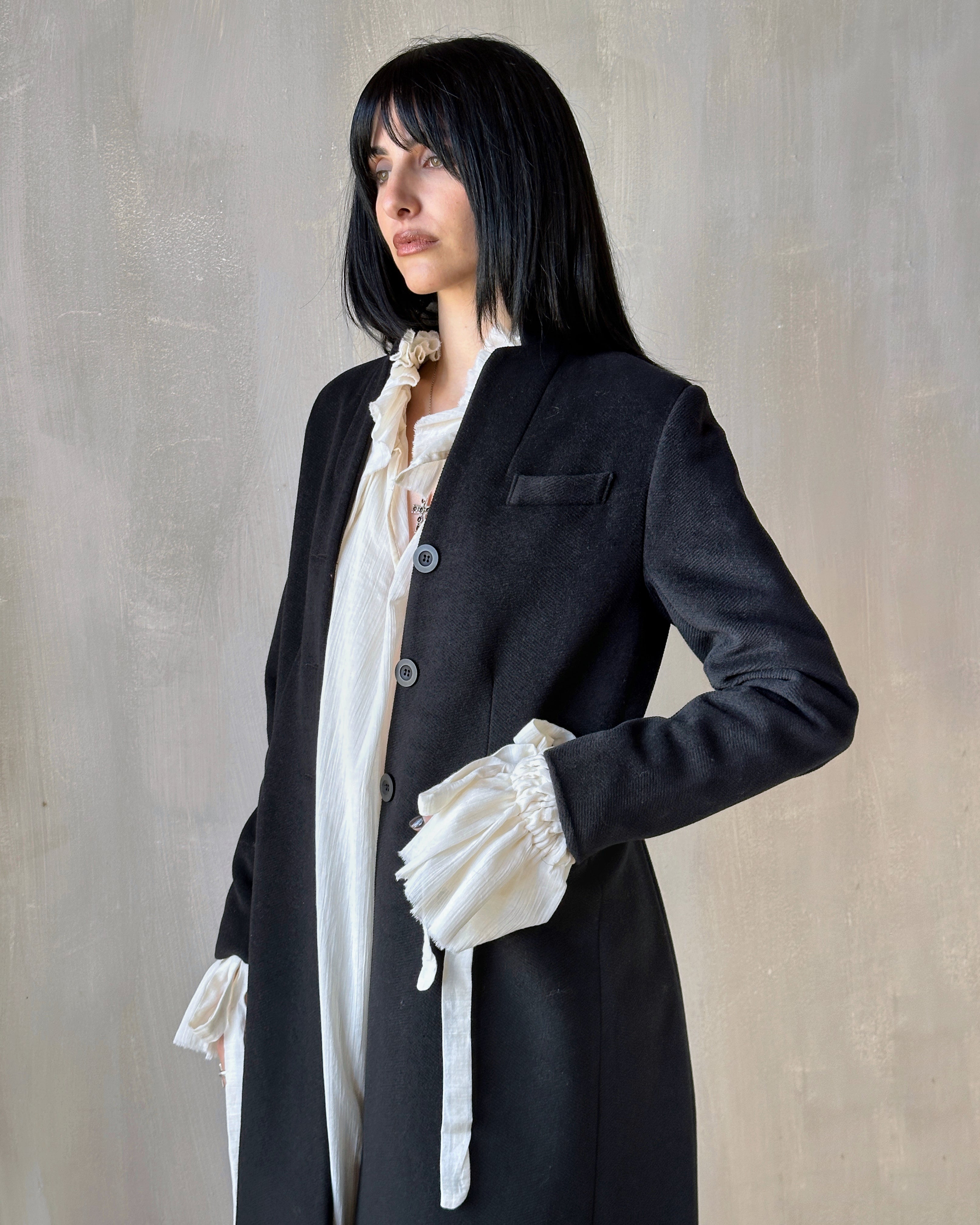 FW'24: Stand Collar Coat with Bustle (In Stock)