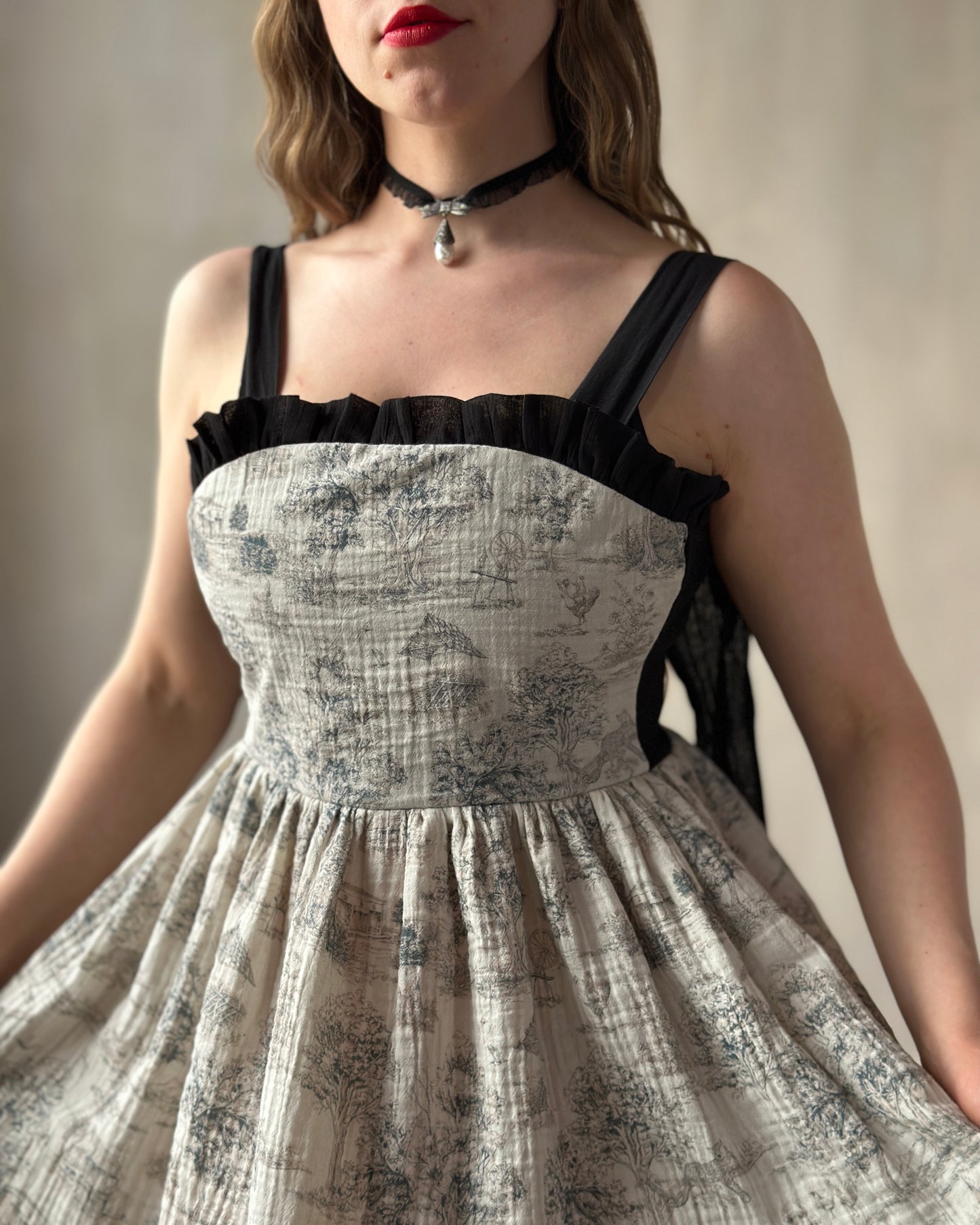Heloise Dress in Toile de Jouy (Made-To-Order)