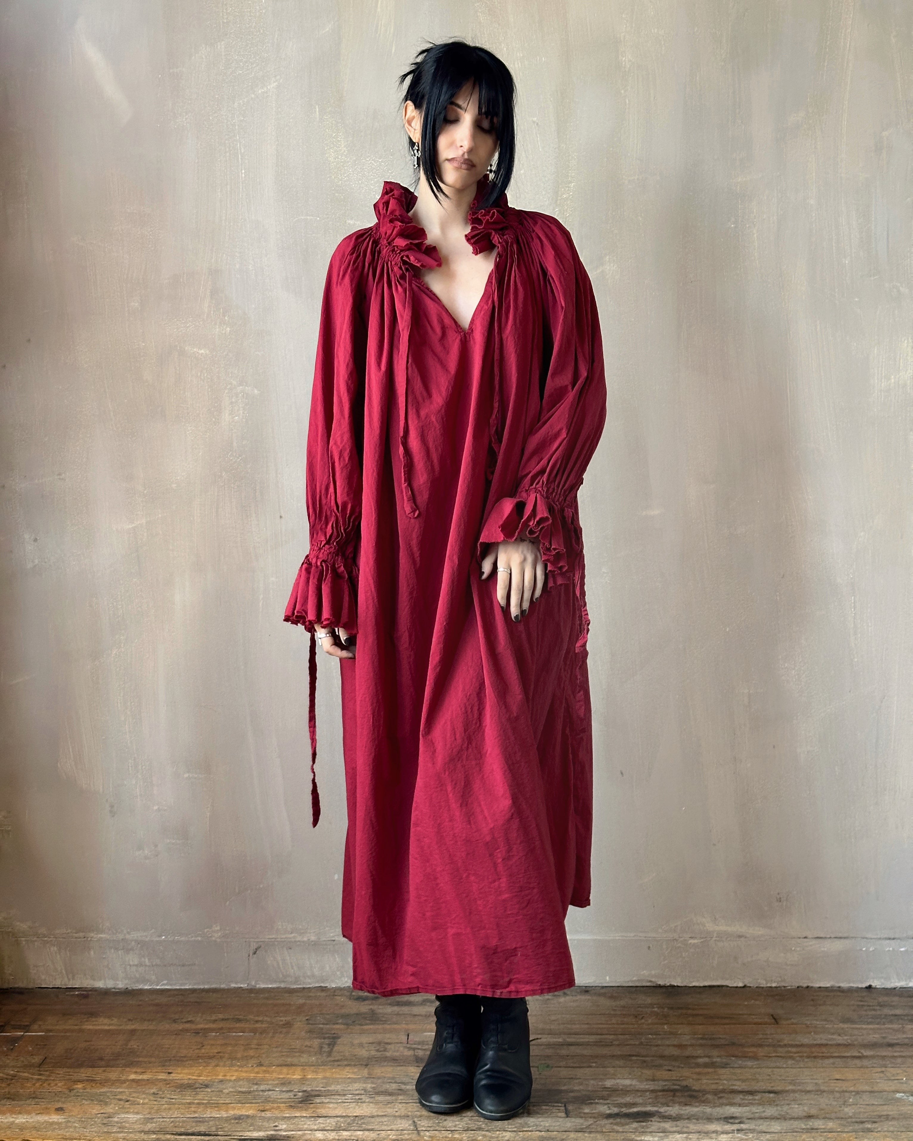 Ultra Maxi Alchemist Chemise in Wine Red Cotton (Pre-Order)