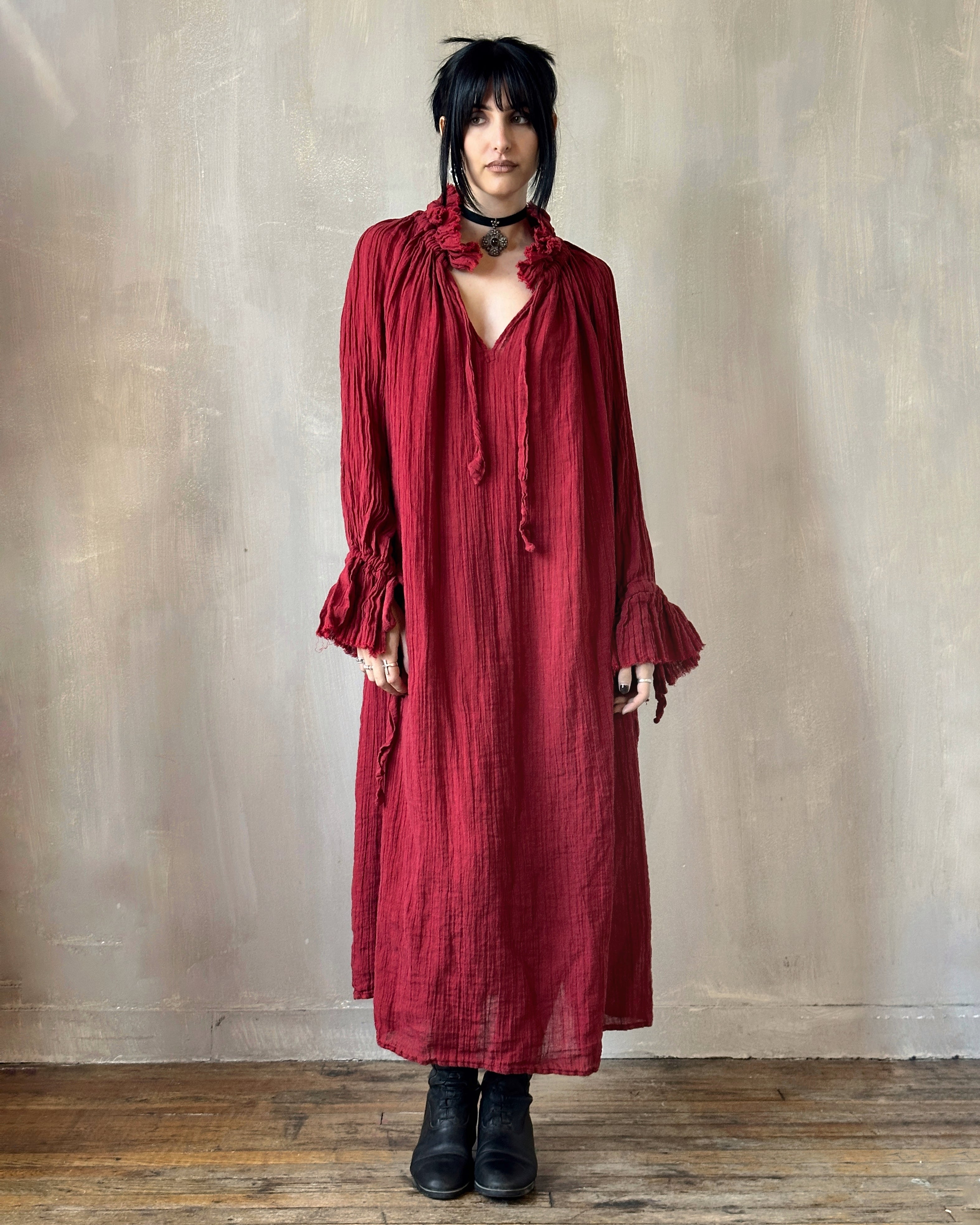 Ultra Maxi Alchemist Chemise in Burnt Red Linen (Pre-Order)