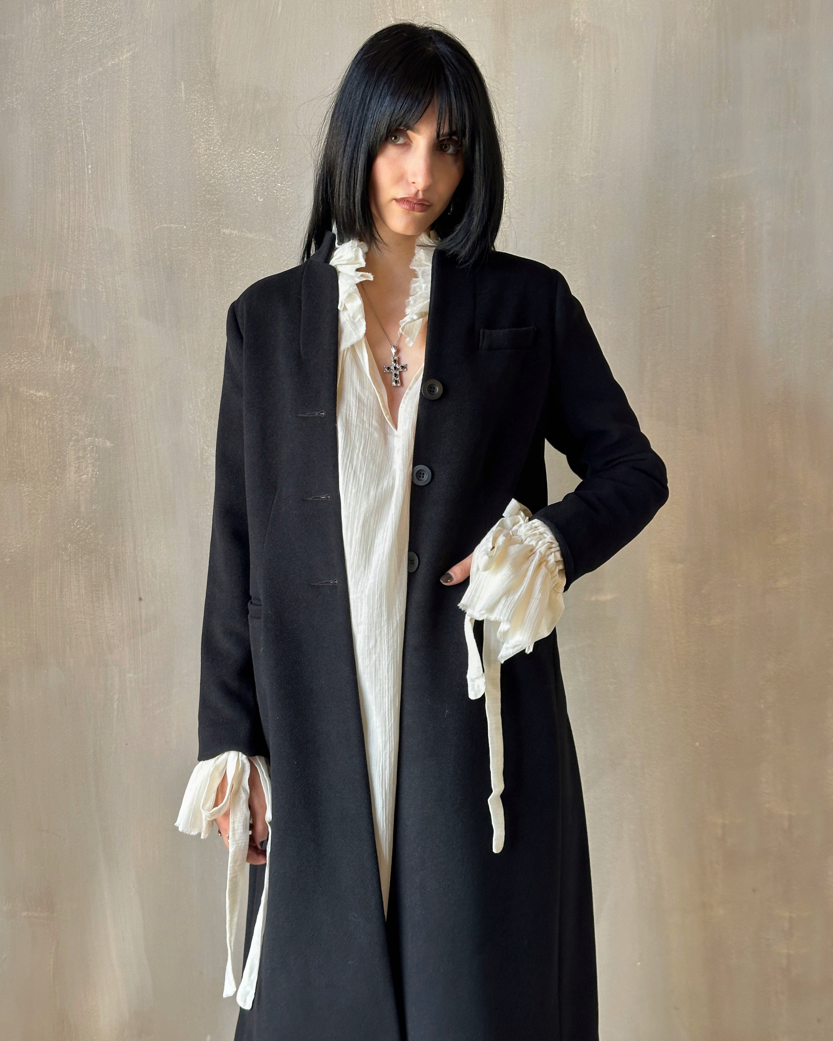 FW'24: Stand Collar Coat with Bustle (In Stock)