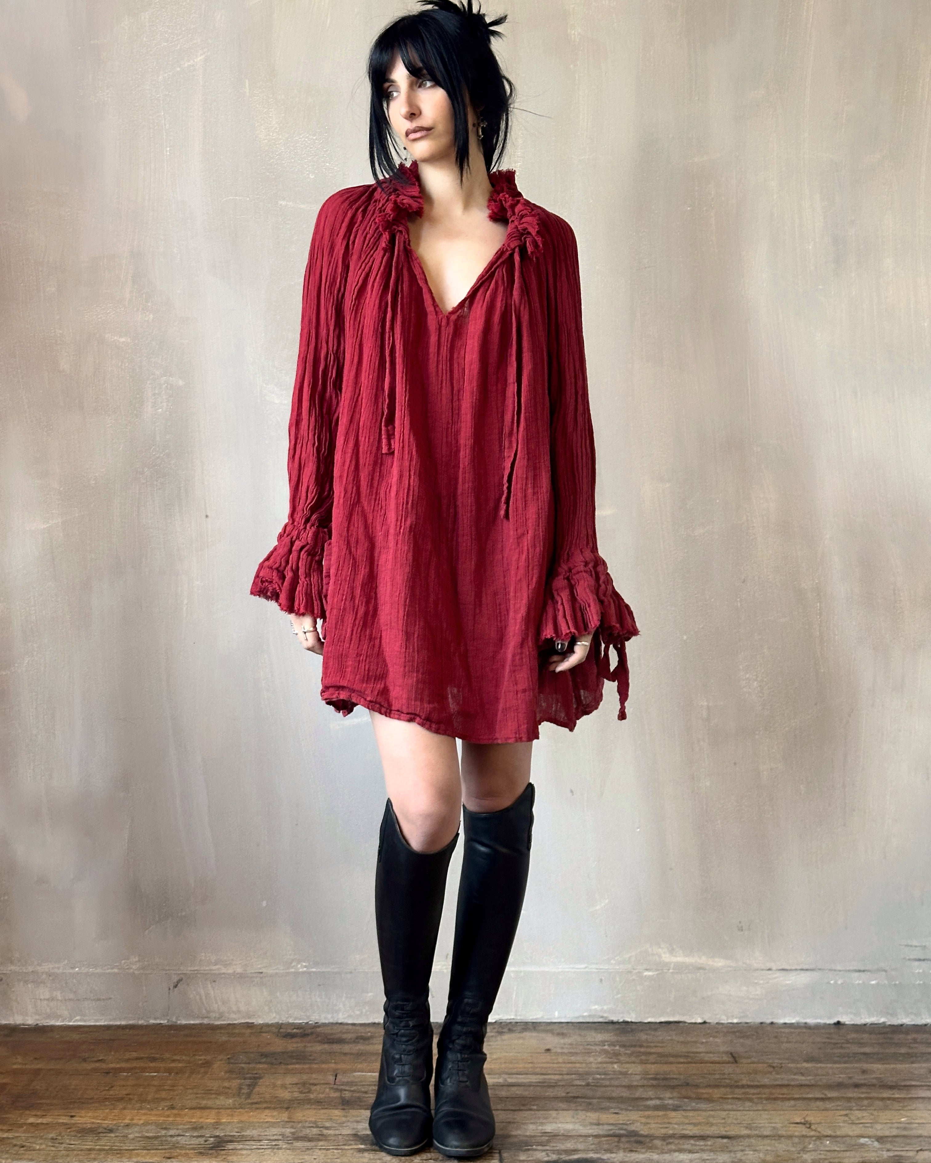 Alchemist Chemise in Burnt Red Linen (Pre-Order)