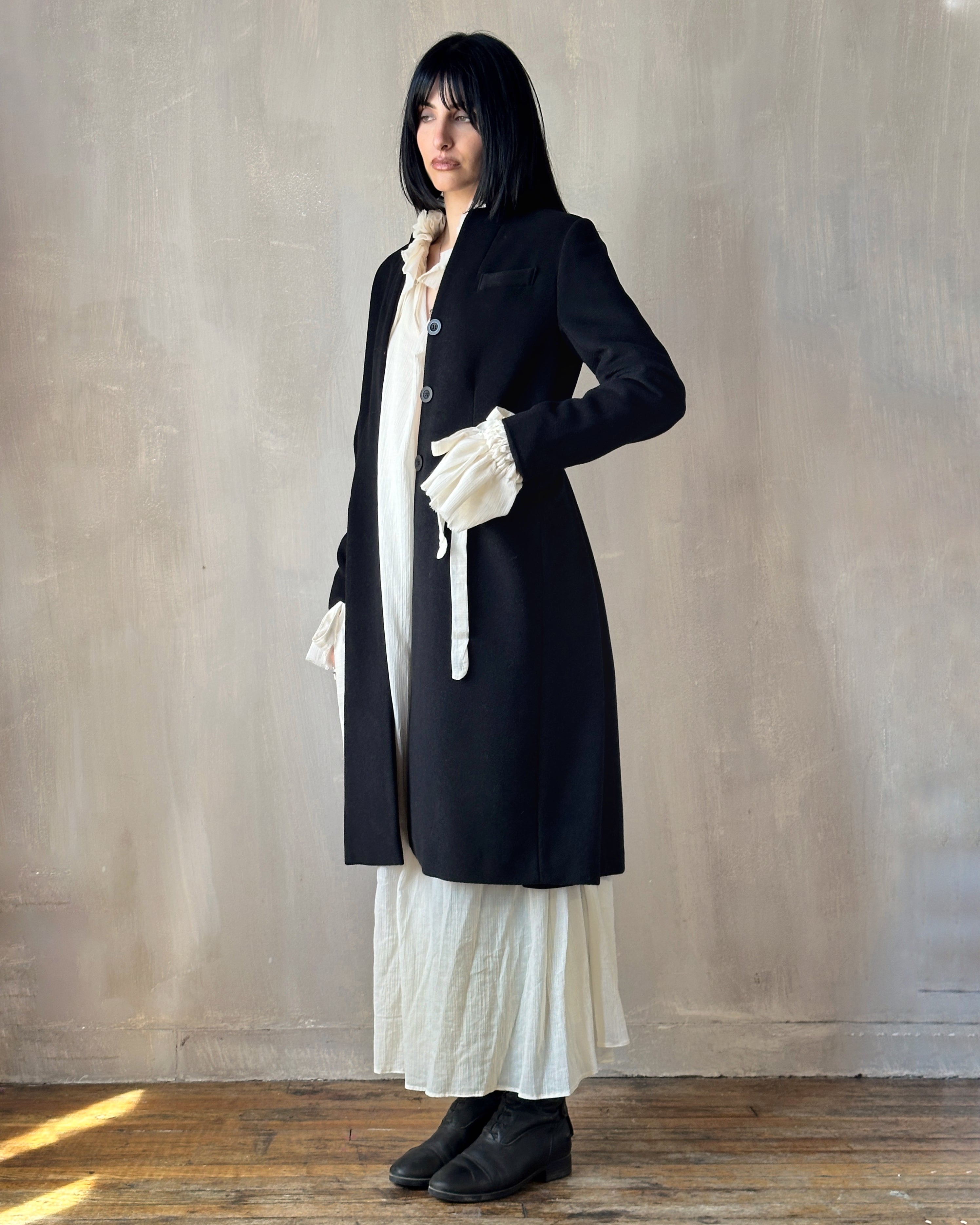 FW'24: Stand Collar Coat with Bustle (In Stock)