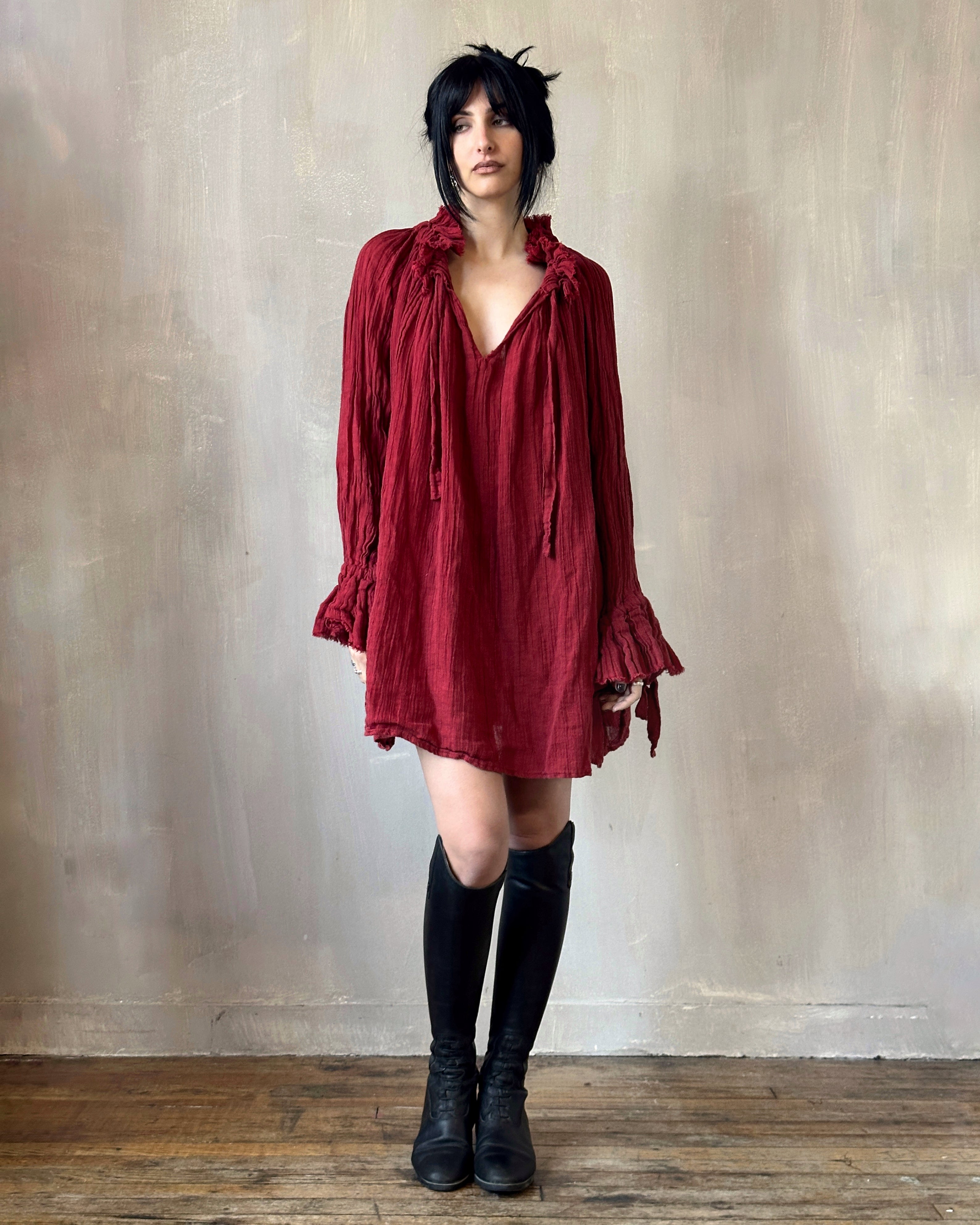 Alchemist Chemise in Burnt Red Linen (Pre-Order)