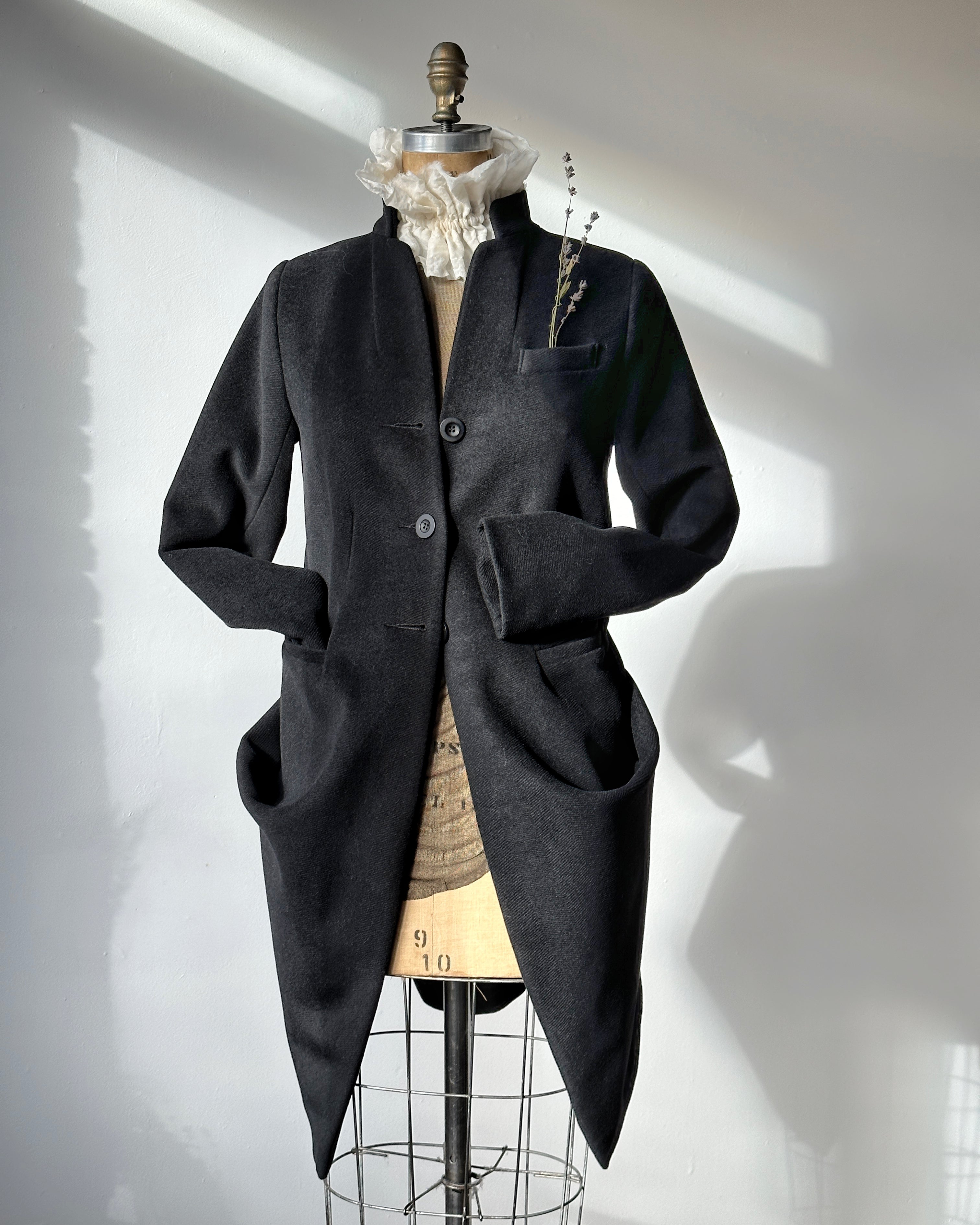 FW'24: Stand Collar Coat with Bustle (In Stock)