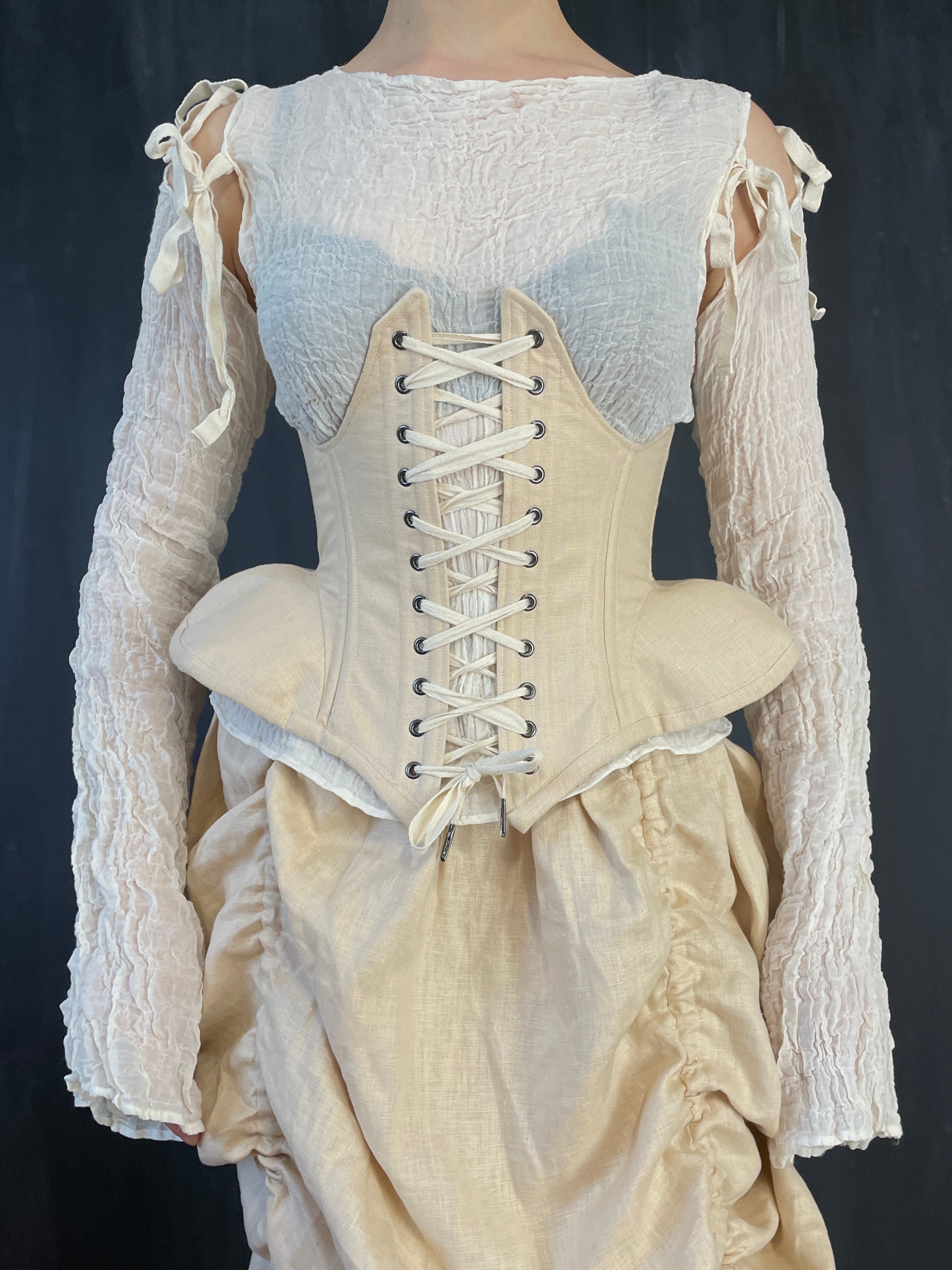 FW 2022: Underbust Pannier Corset in Champagne Linen