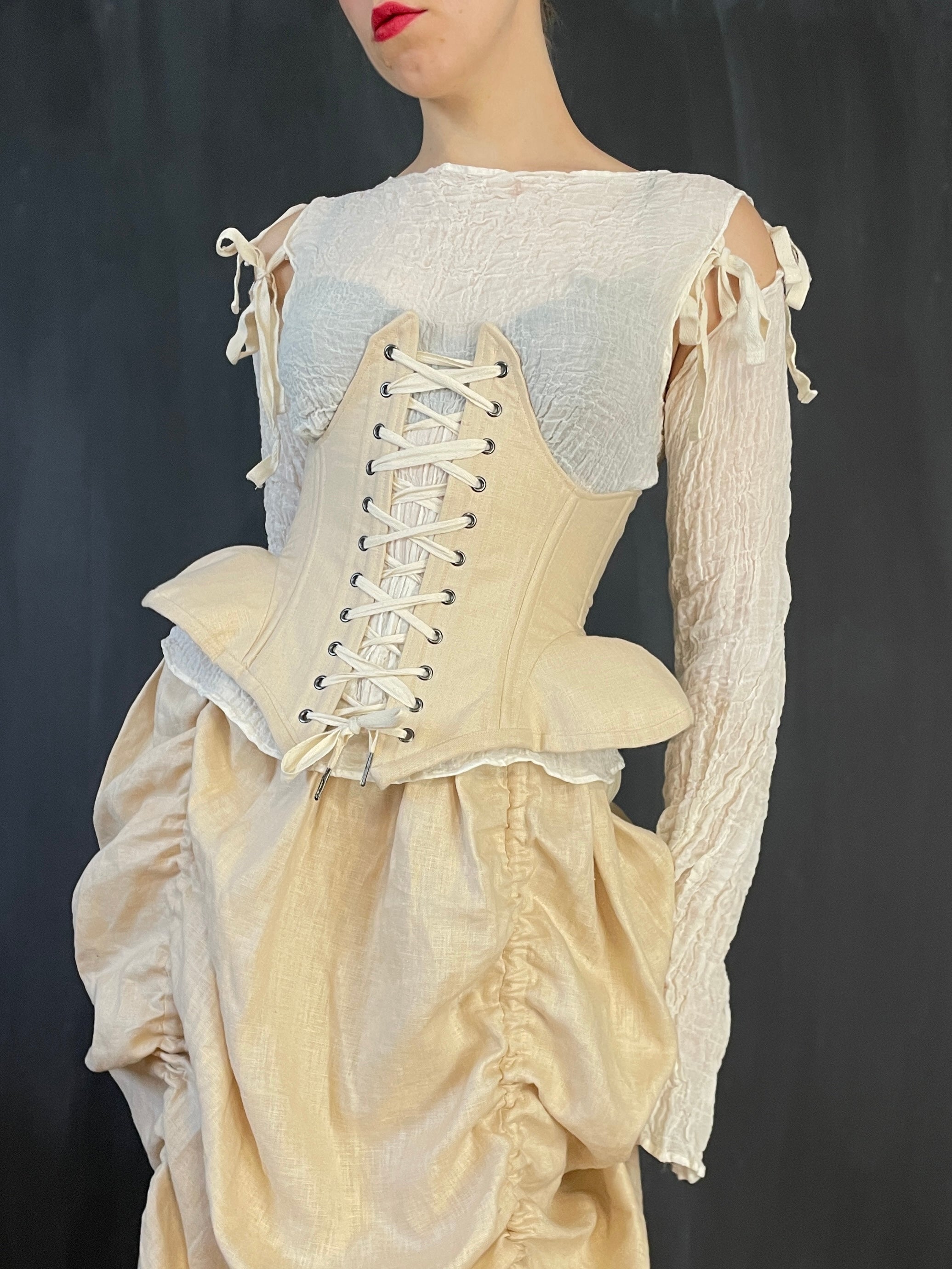 FW 2022: Underbust Pannier Corset in Champagne Linen