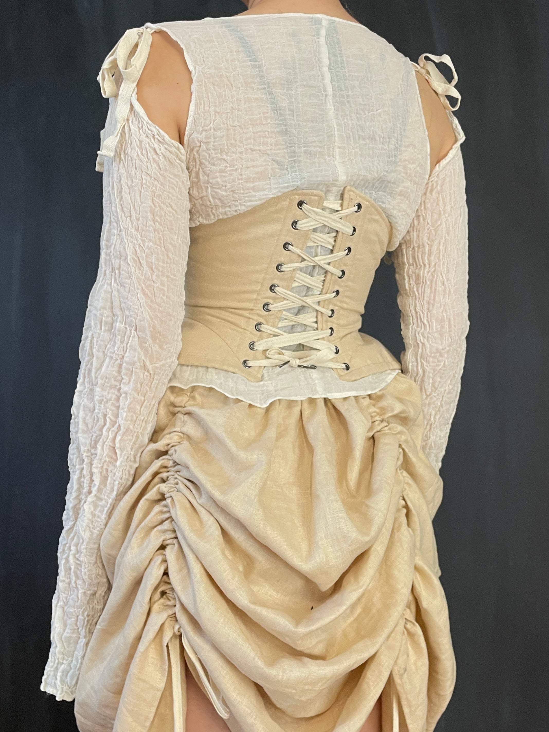 FW 2022: Underbust Pannier Corset in Champagne Linen – NUIT Clothing ...